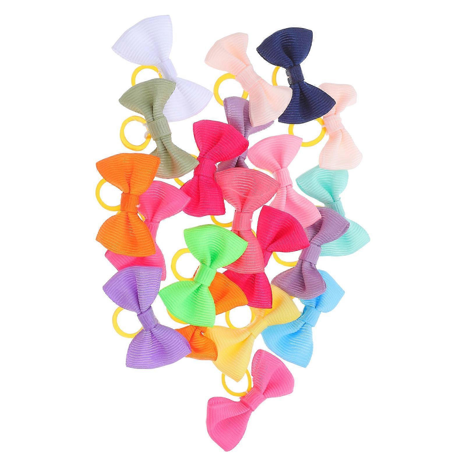 Assorted Color Rubber Hair Bands for Pets Soft Elastic Adjustable Size Fit Most Occasions 20PCS