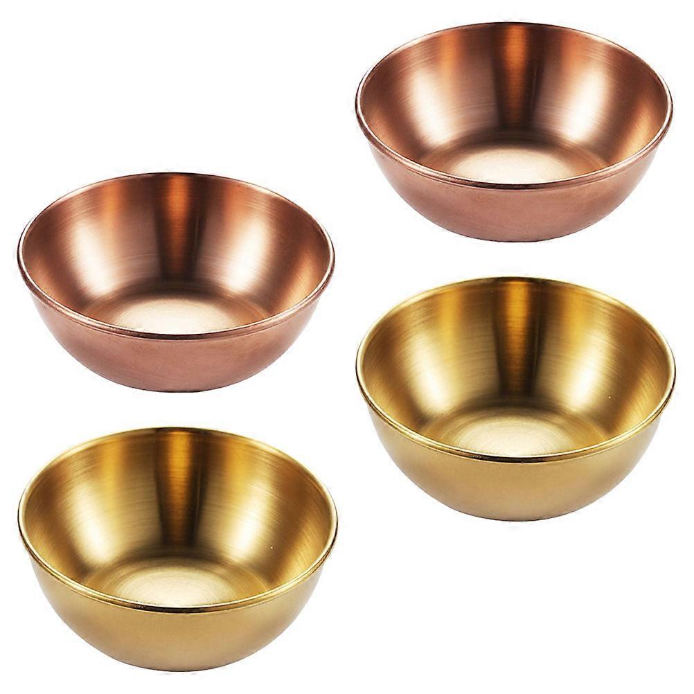 Stainless Steel Stackable Sauce Dishes 4pcs Individual Dipping Bowl Set for Kitchen, BBQ & Picnic Easy Clean, Smooth Edge, Home & Restaurant Use,