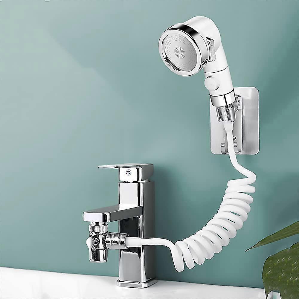 Impact-Free Shower Head Set, External Sink Connection, 1.5m Telescopic Tube, Three Modes, Toilet Cleaning