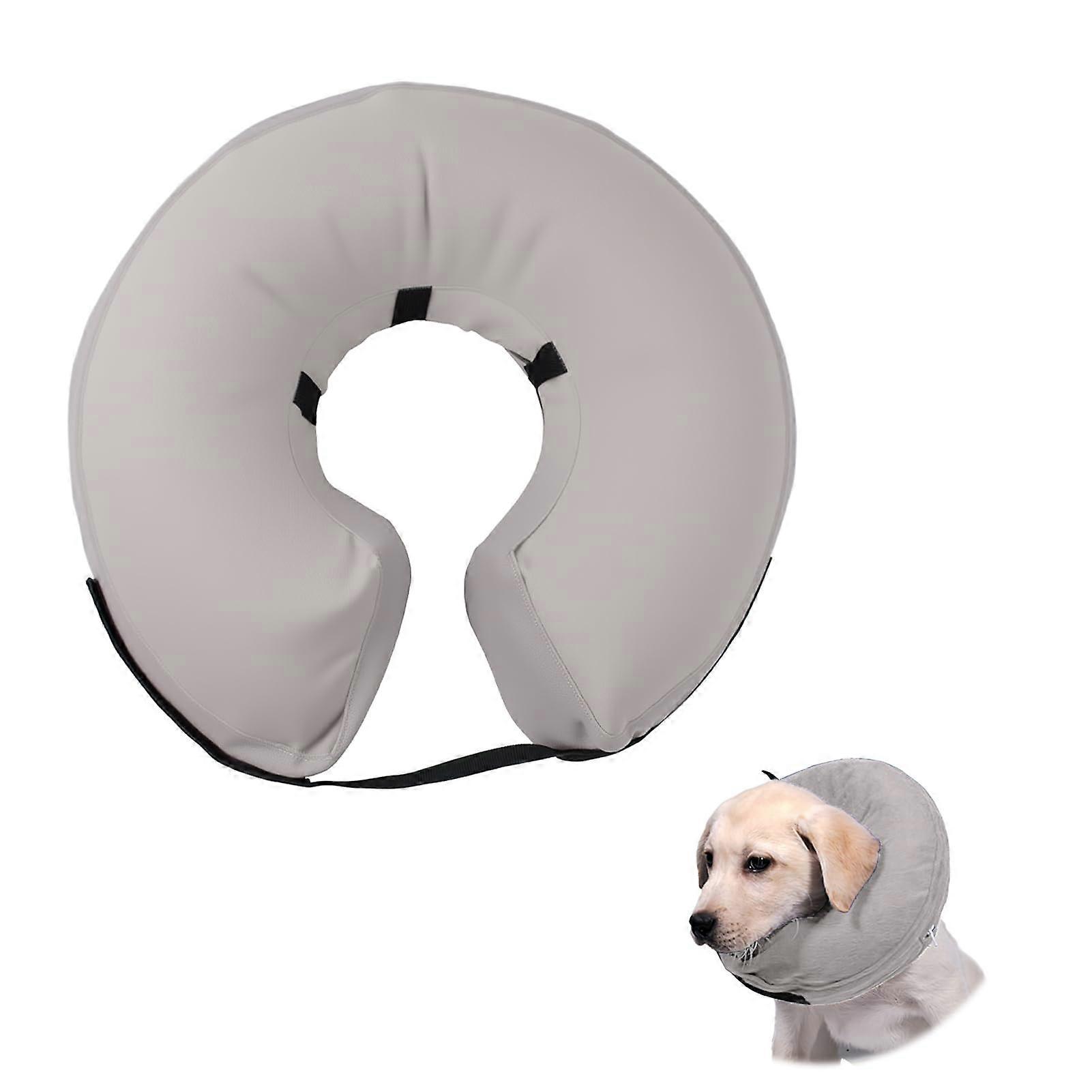 Inflatable pet collar, suitable for dogs and cats, adjustable protective collar, ideal for recovery after surgery or injuries, gray.