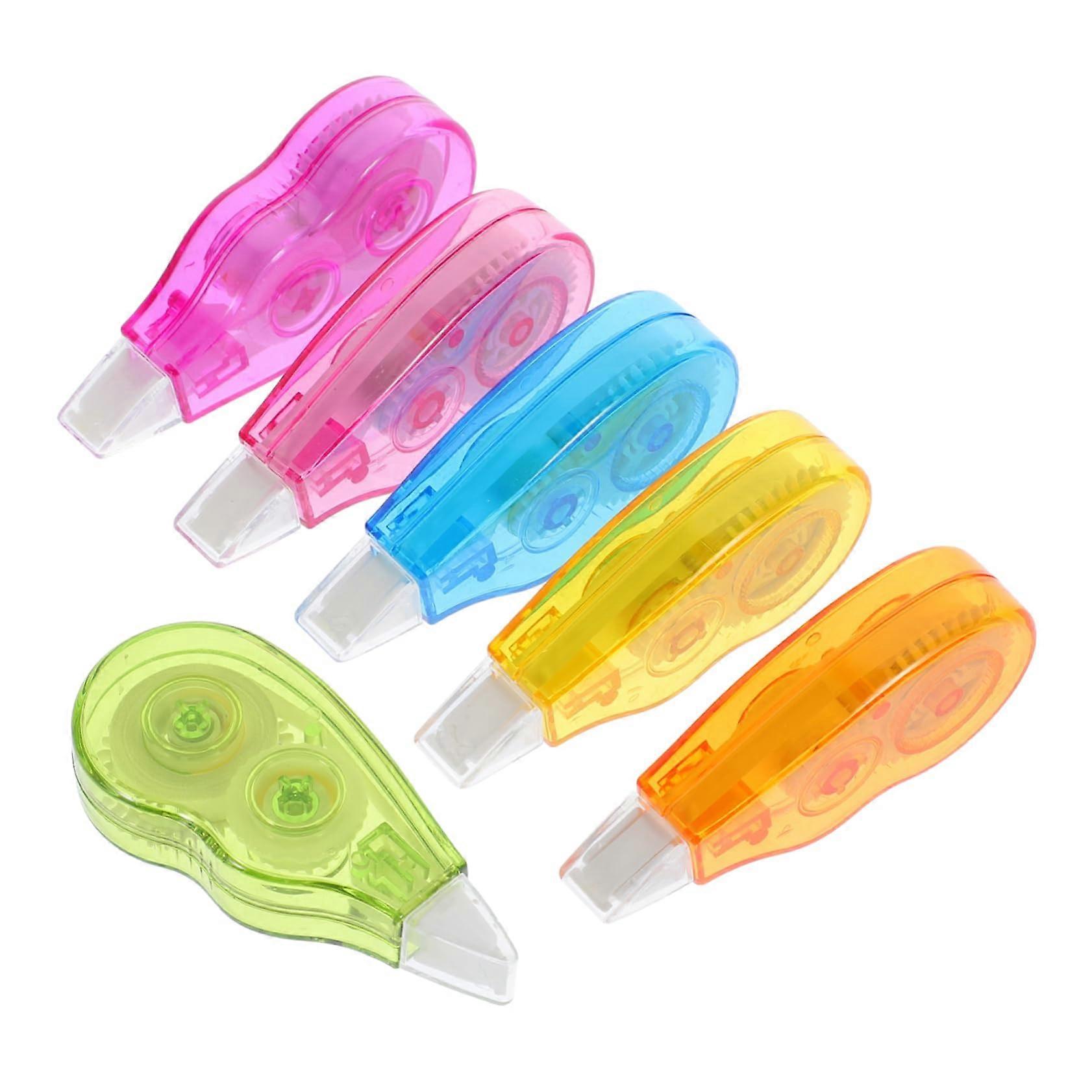 Portable Correction Tape 6 Pack Instant Dry White Adhesive Tape for School and Office Use, Easy Handling, Rainbow Style