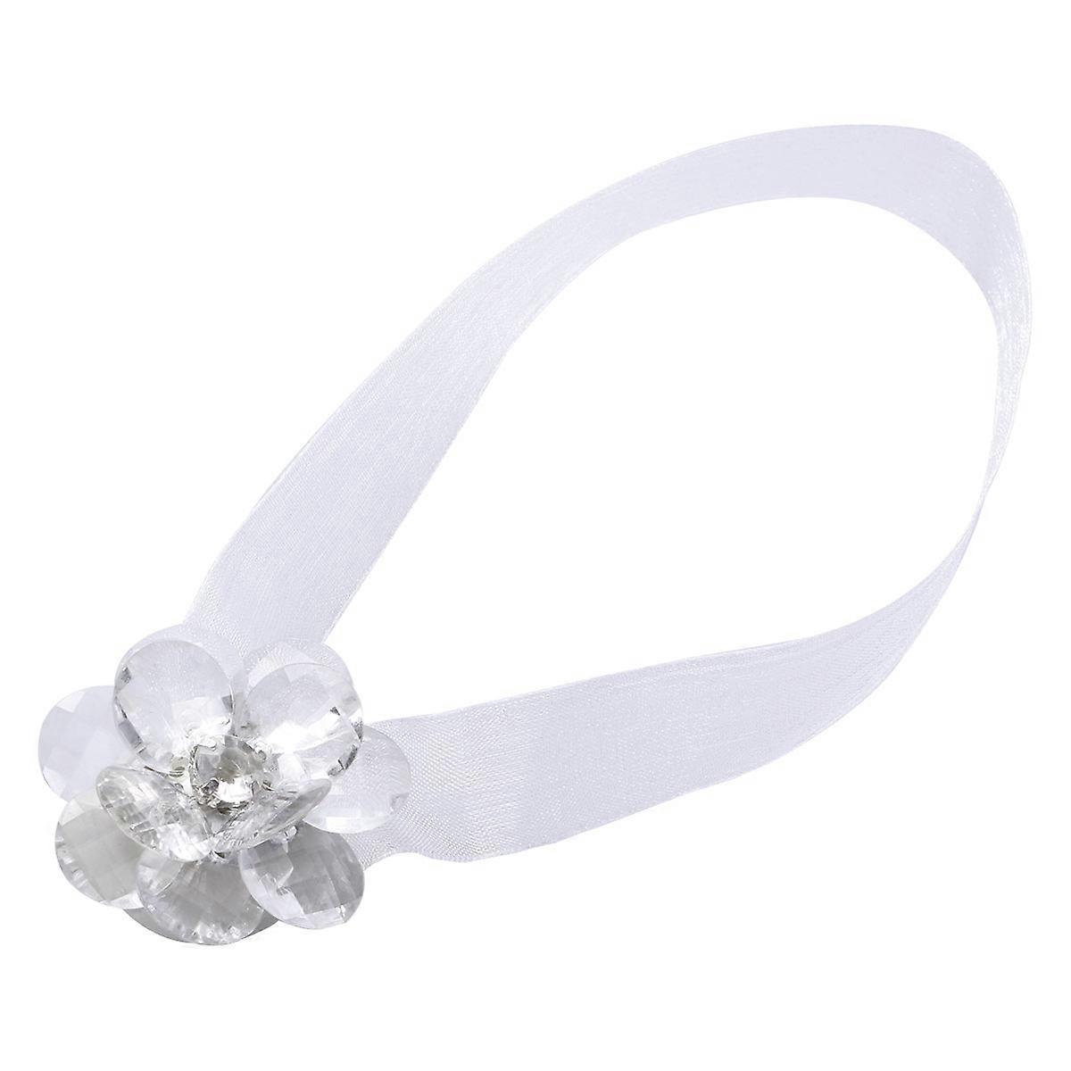 Crystal Curtain Magnetic Tieback Flower Clips Decorative Drapery Holdback Buckle with Ribbon for Home Office 2pcs Transparent