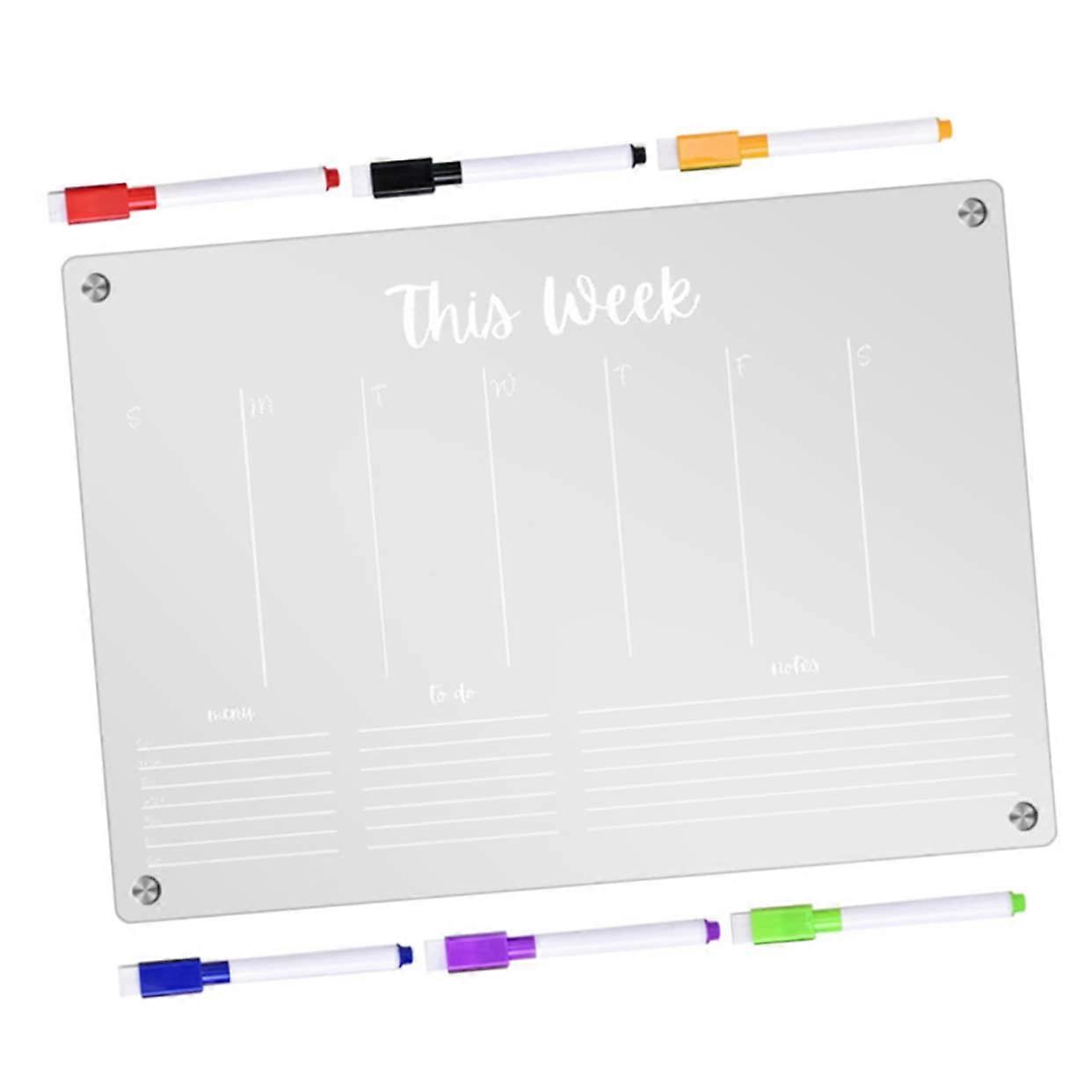 Magnetic Memo Board for the Refrigerator, Acrylic DryWipe Planner with Reusable Notes and Design