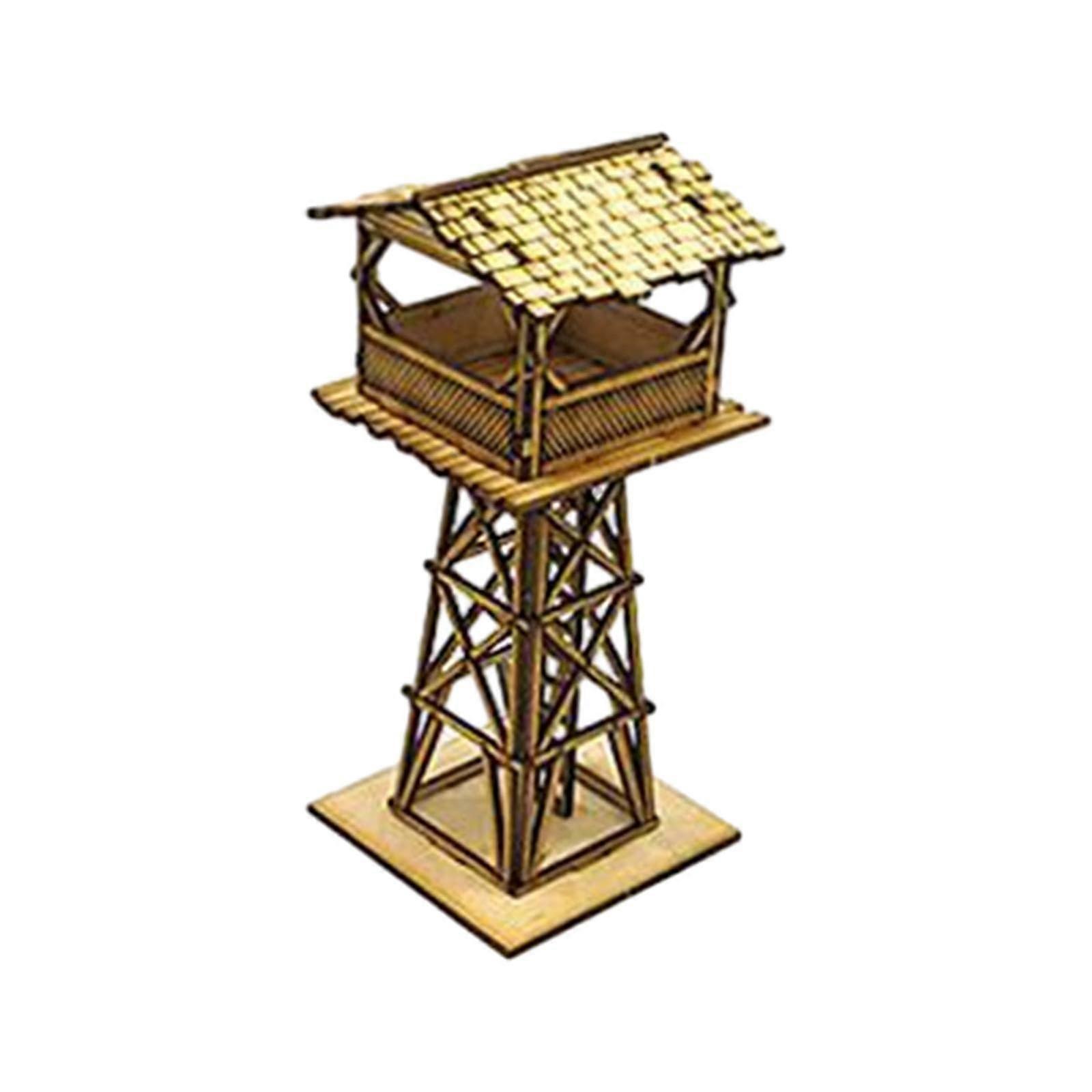 Wooden Model Kits 1:72 Scale Observation Tower Building Model Collection Ornaments DIY Assembly Kits Railway Layout for Micro Landscapes