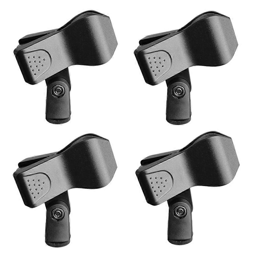 Universal Microphone Holder 4-Pack Clip Clamp, Portable Mic Holder, Compatible With Wired And Wireless Mics, Black