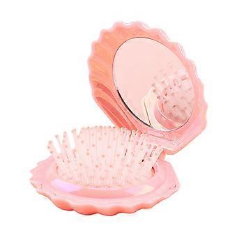 Travel Size Mirror Comb Foldable Air Cushioned Hairbrush For Purse Or Handbag Ideal Gift For Girls Women Hairbrush  Purple