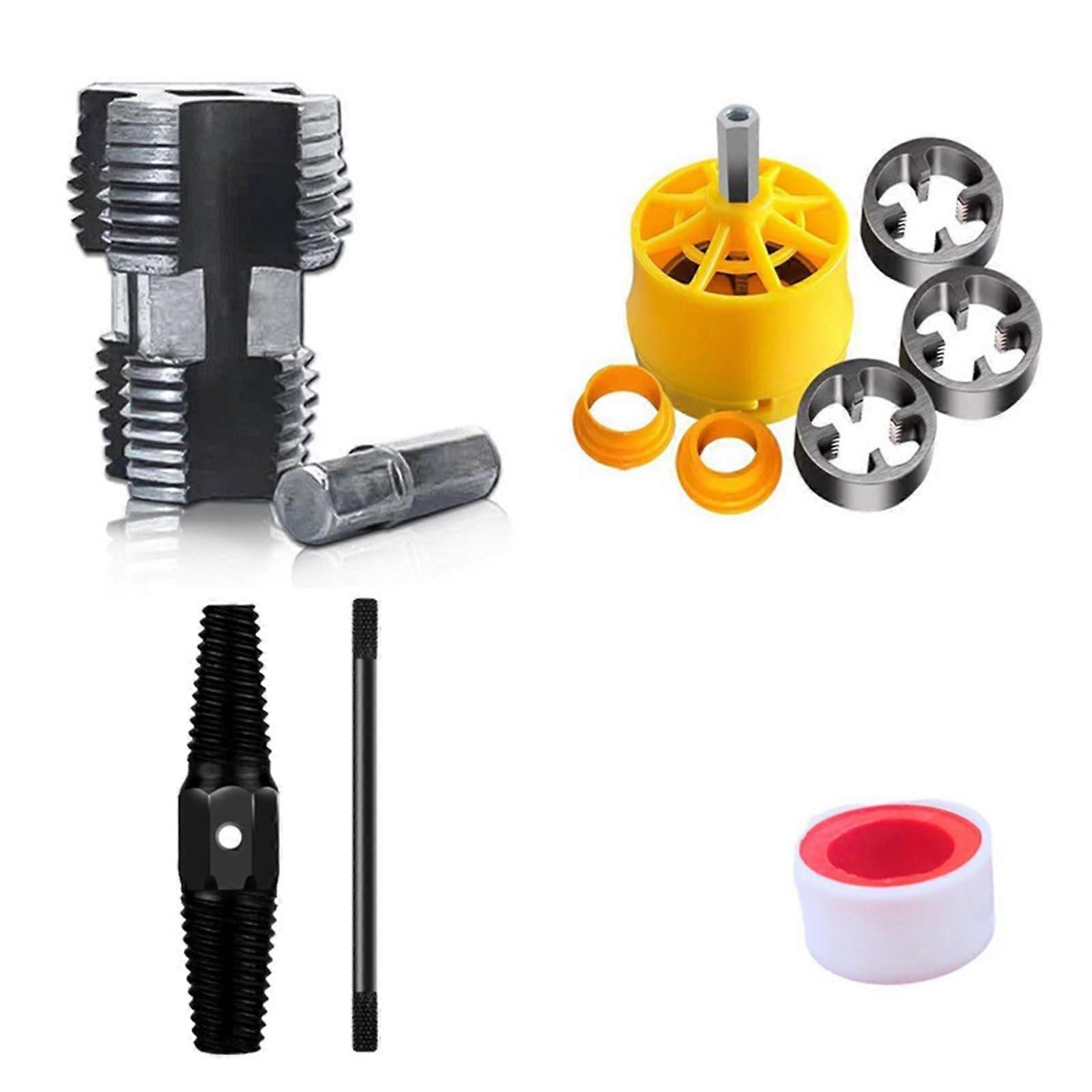 Electric drill compatible pipe threading tool set PVC pipe threader kits with different cube sizes for efficient plumbing installation