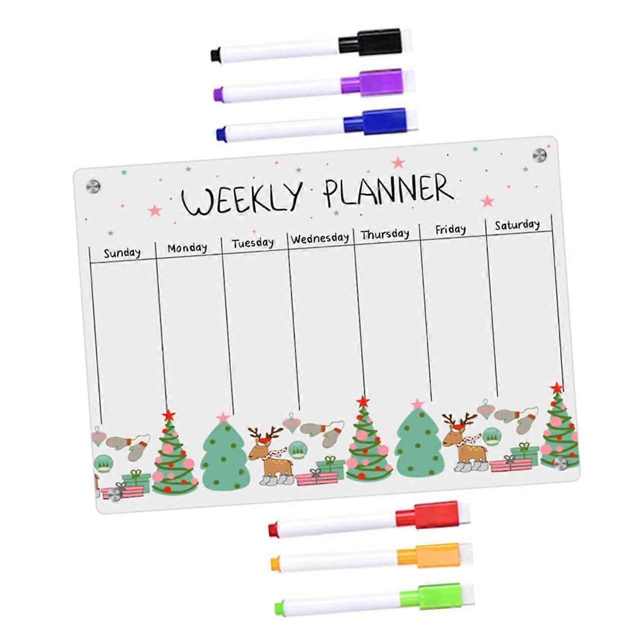 Erasable Writing Board Set, Small Reusable Dry Erase Boards, Acrylic Fridge Planner with Magnets, Wall-Mountable Design