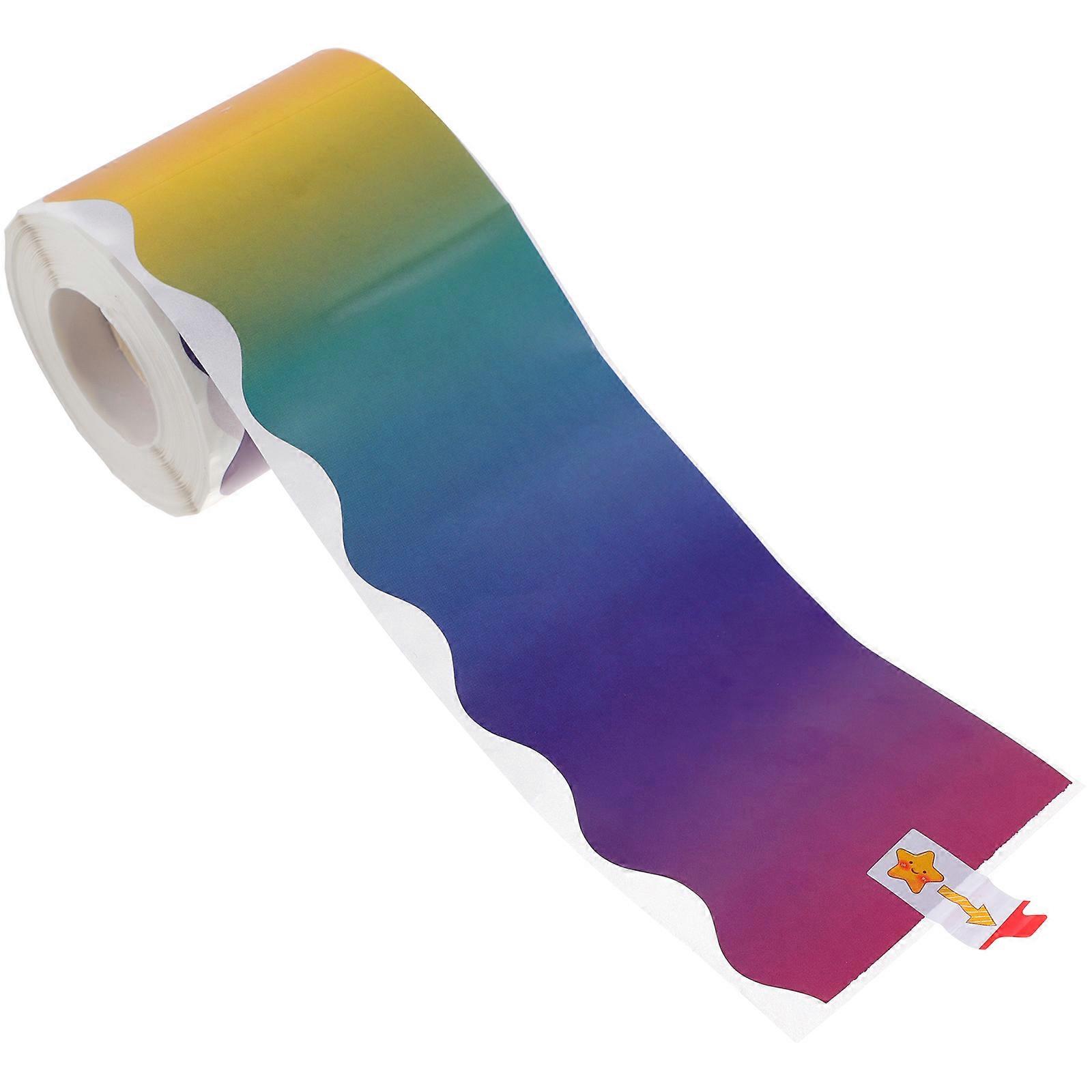Adorable Gradient Rainbow Border Trim Stickers Self Adhesive Decorative Bulletin Board Edging for Whiteboards, Chalkboards, and More