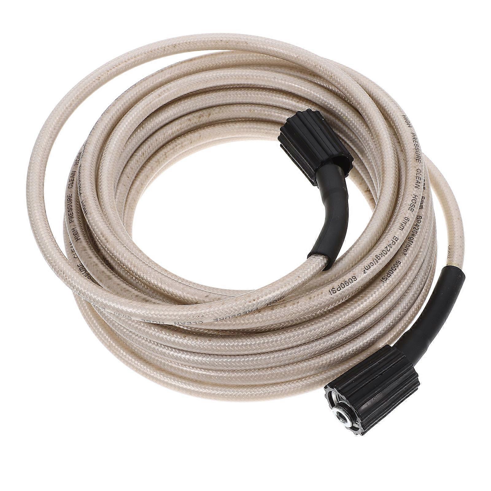 High Pressure Extension Hose for Pressure Washer with Durable Fiber Weaving and Explosion Proof Outlet Beige 15 meter