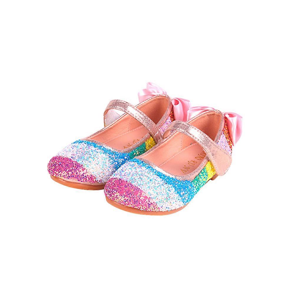 Lyserøde pailletsko til dans børn 1 par sålsko rund hoved stil