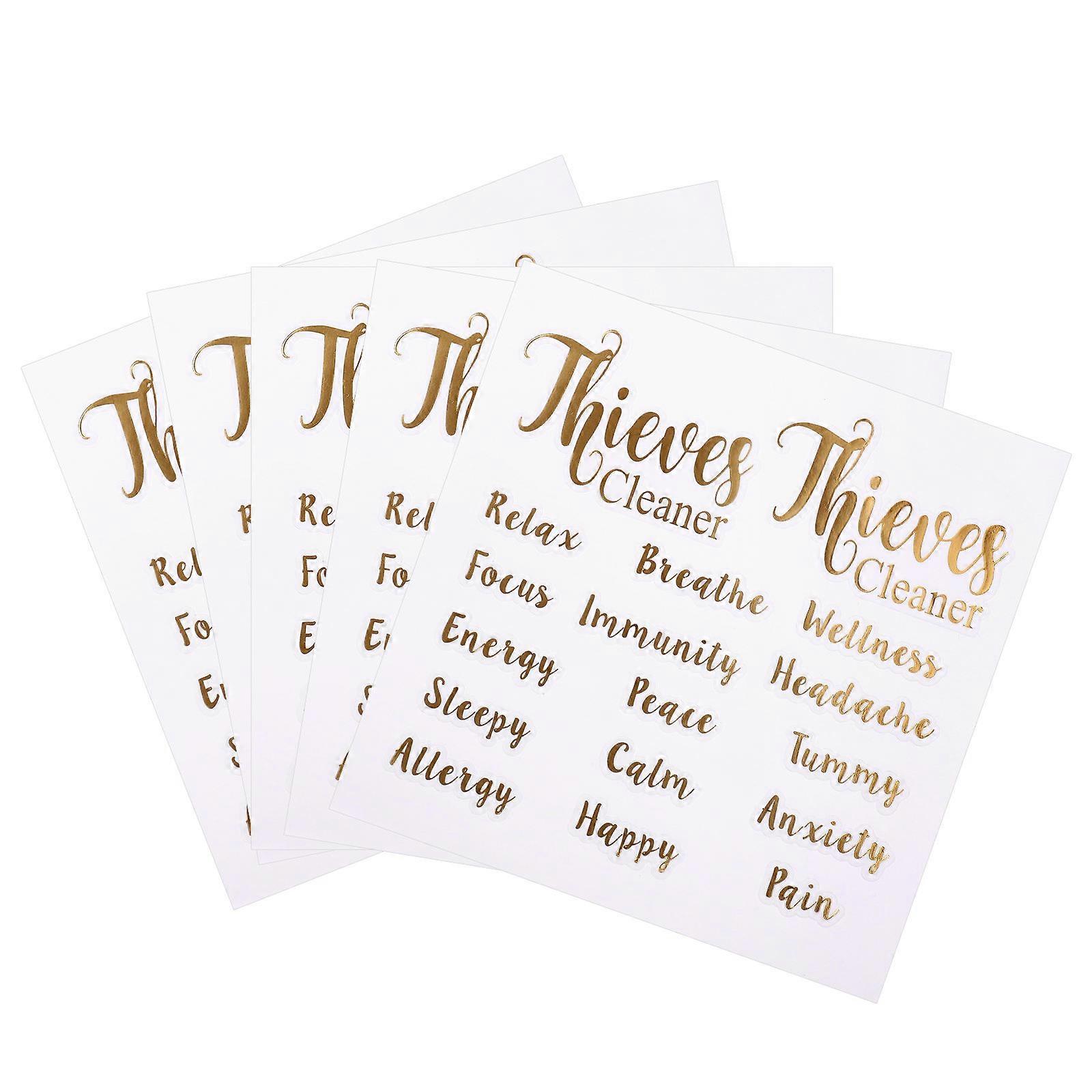Golden Essential Oil Bottle Stickers for Decoration with Strong Grip 5 Sheets