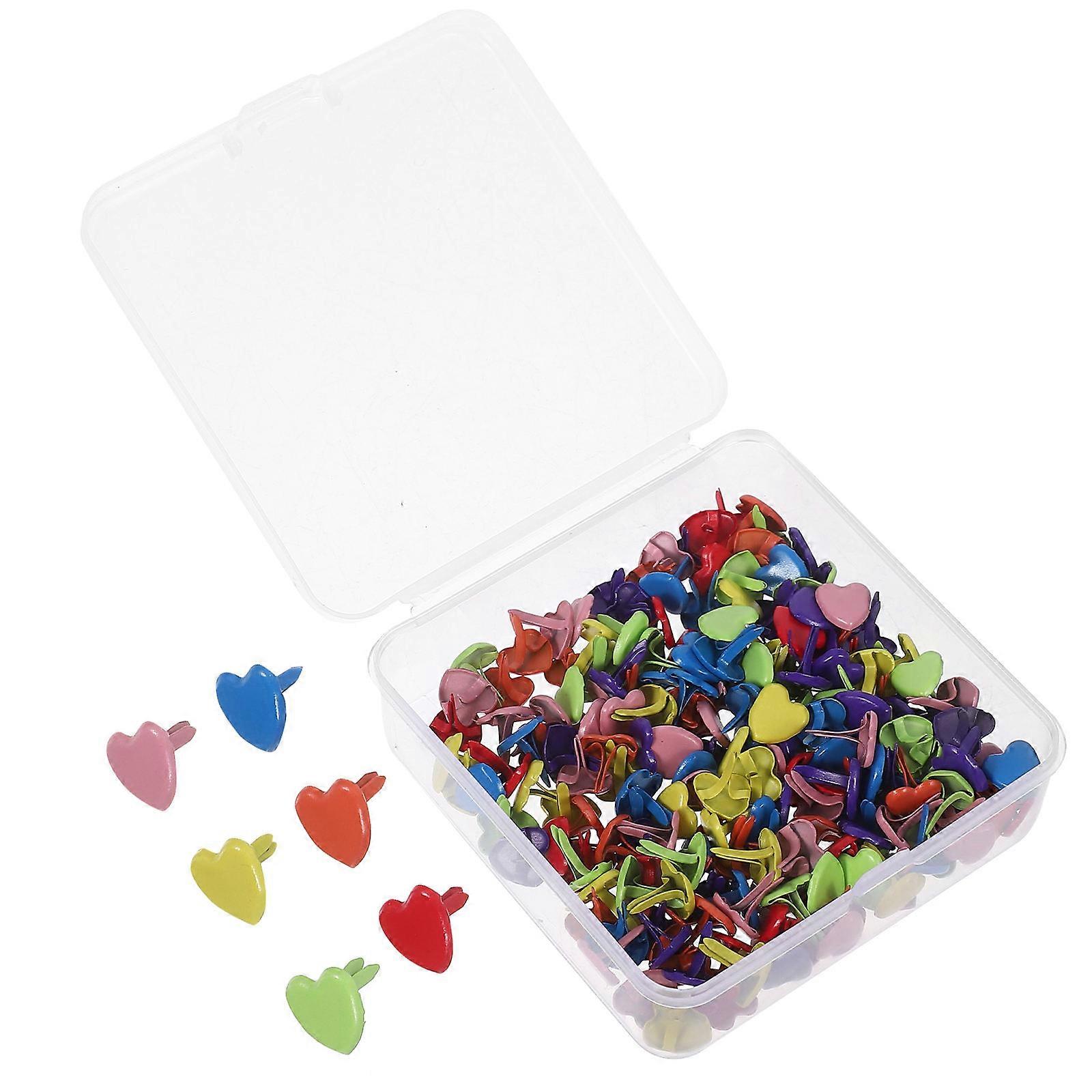 Decorative Brads Heart Shaped Brads Kids Art Projects Valentine's Day Iron Material Colorful Design 200Pcs