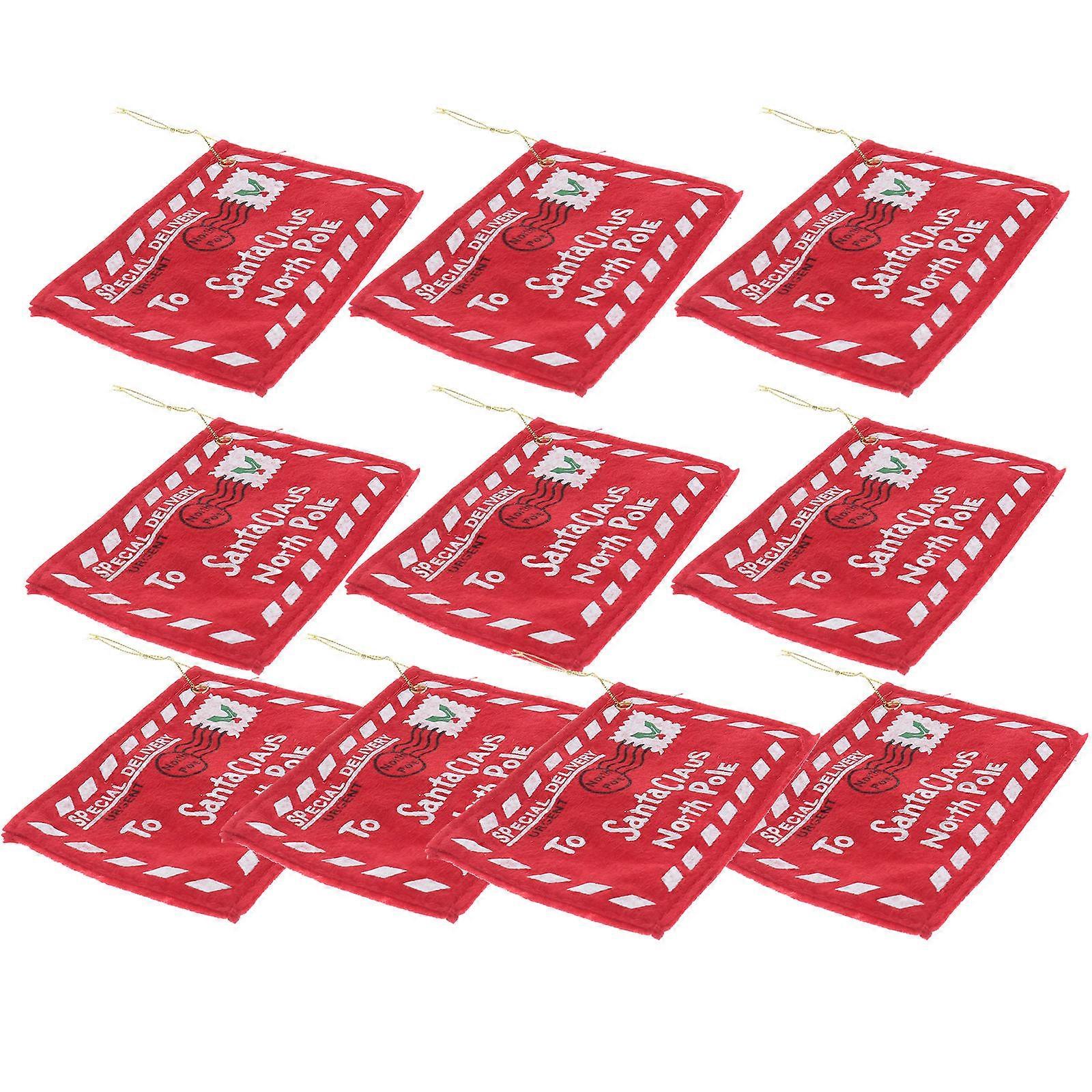 Santa Claus Table Ornaments Felt Envelope Christmas Tree Decoration For Holiday Wishes Dark Red 12.50X8.00X0.20CM 10Pcs