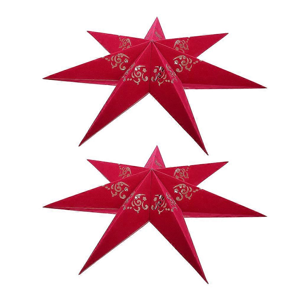 Nordic Christmas Paper Star Lantern for Decor Red Paper Material 2pcs