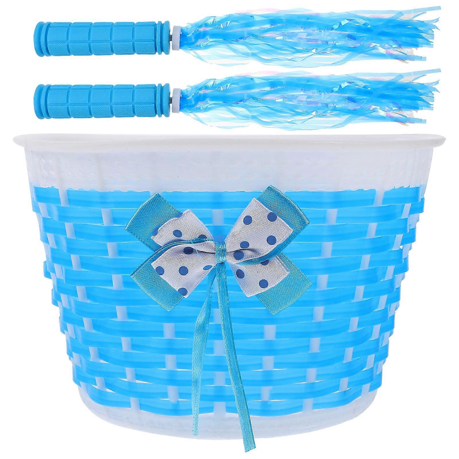 Basket Bike Streamers 1 Set For Children Bicycles Decorations In Blue Color With Simple Design 5Pcs
