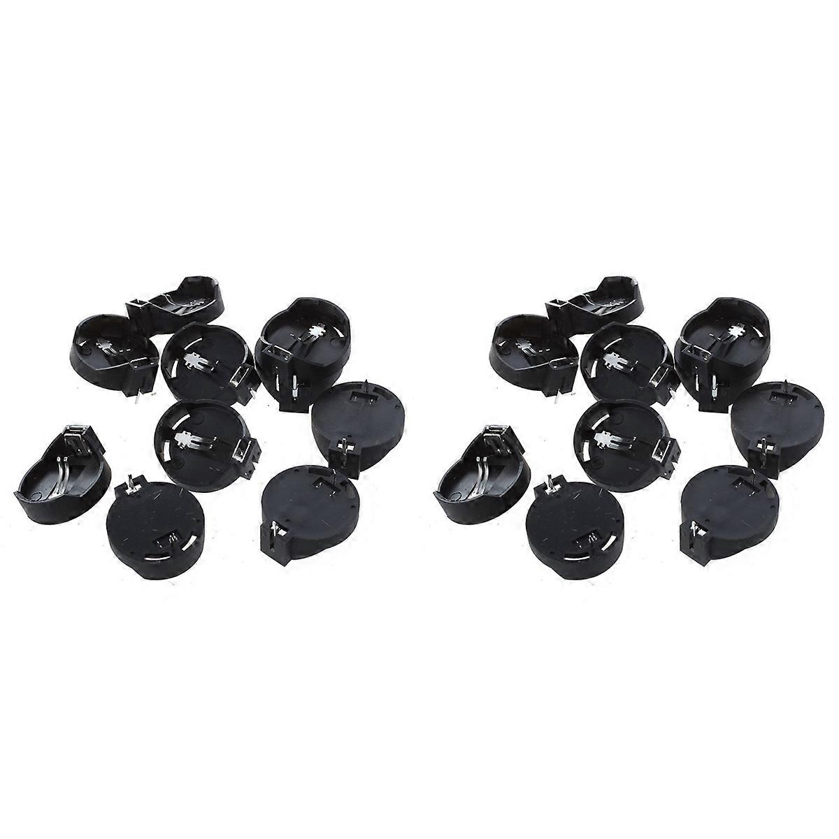 20Pcs Black Round Button Battery Holder Case for CR2032 2016 2025