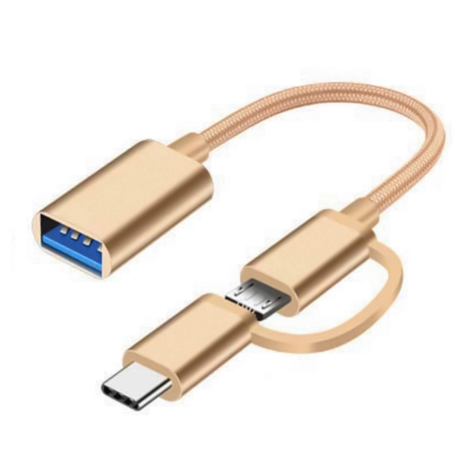 2 in 1 USB C to USB Adapter and USB to USB Cable for Small Devices, 480Mbps High Speed Data Transfer with Gold Plated Connectors, Compatible with Smar