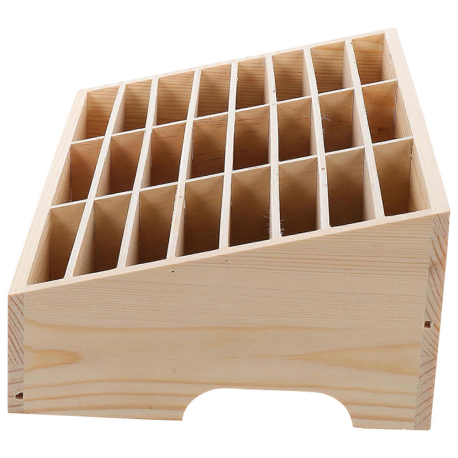24-Grid Wooden Cell Phone Holder, Wooden Mobile Phone Organizing Box With 12 Grids, Perfect For Classroom And Office Storage, Cute Desk Organizer For