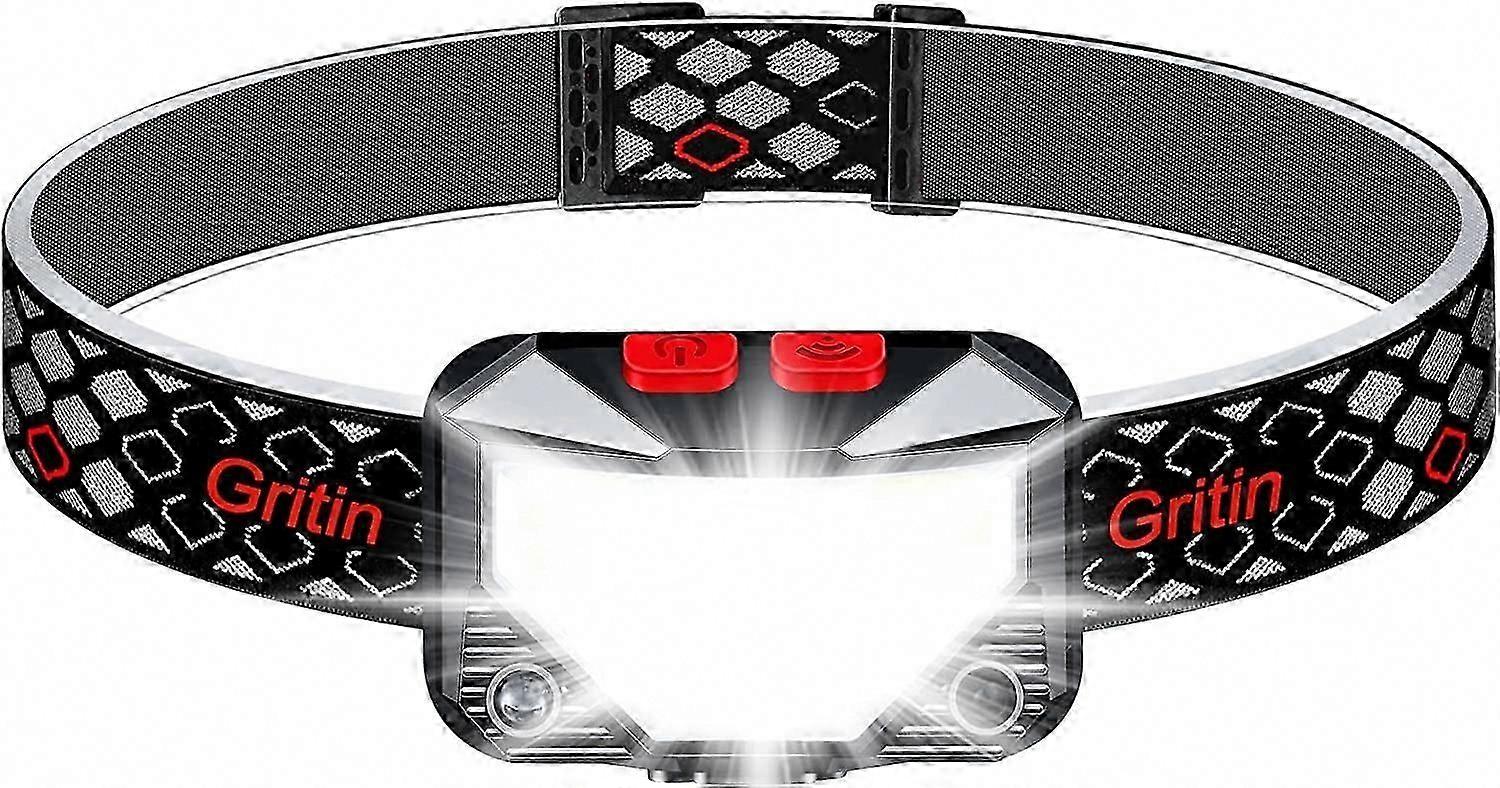 Rechargeable Headlamp, 1500L Super Bright Lightweight Waterproof Powerful LED Head Torch with Red Light, Motion Sensor, 8 Light Modes, 25H Runtime for