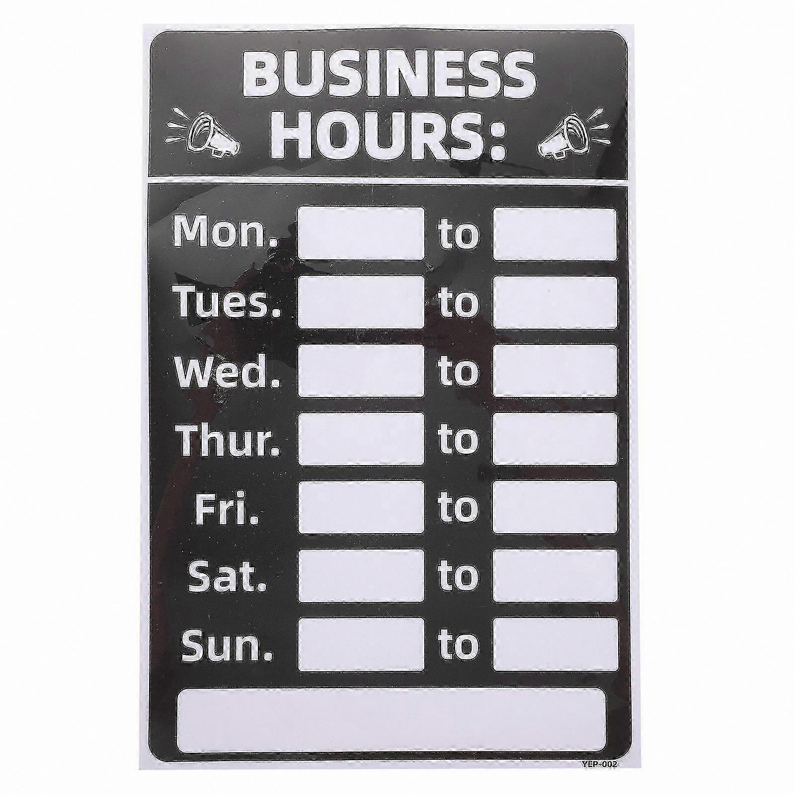 Customizable Business Hours Sign - Reusable PVC Sticker for Retail, Office, and Restaurant Use