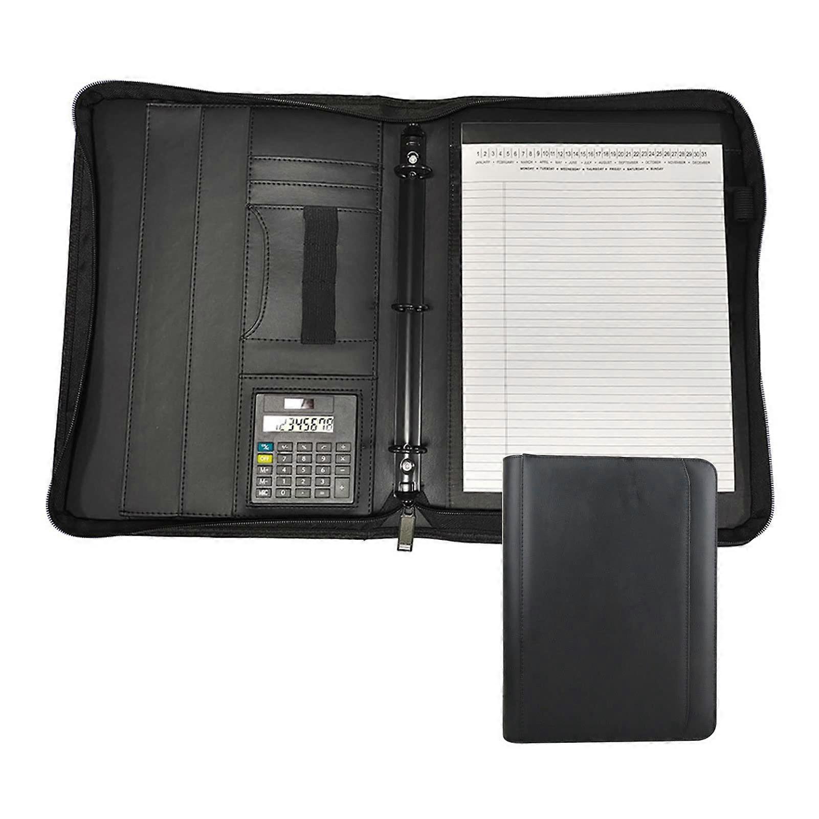 Professional Document Folder with Zipper, Leather Notepad, Multifunctional Organizer