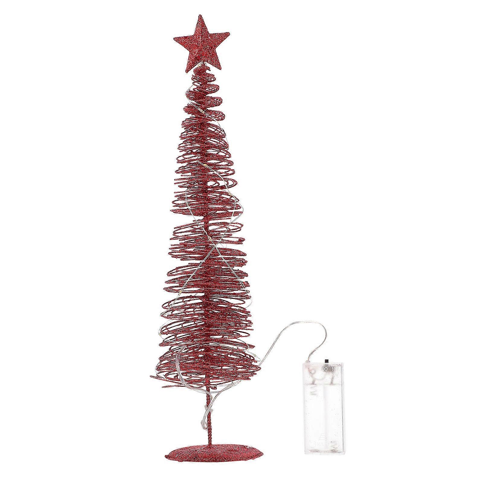Luminous Christmas Tree Decor in Red Iron, Unique Glowing Design for Home and Festival Use, 1pc