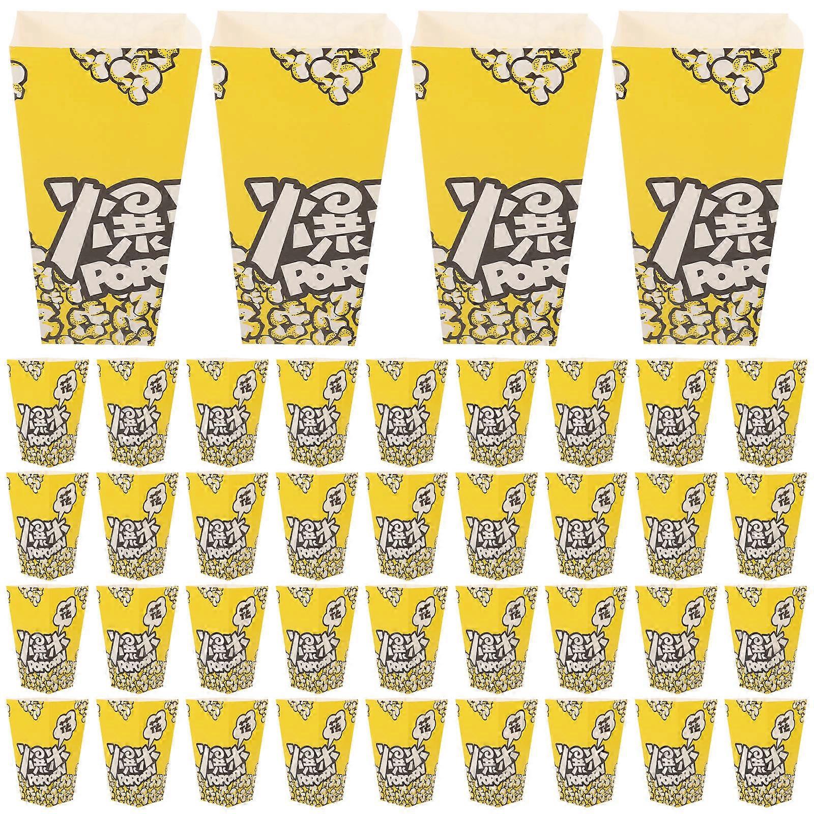 100pcs White Paper Popcorn Boxes, Food Grade Cardboard Snack Containers with Classic Pattern for Parties and Movie Nights