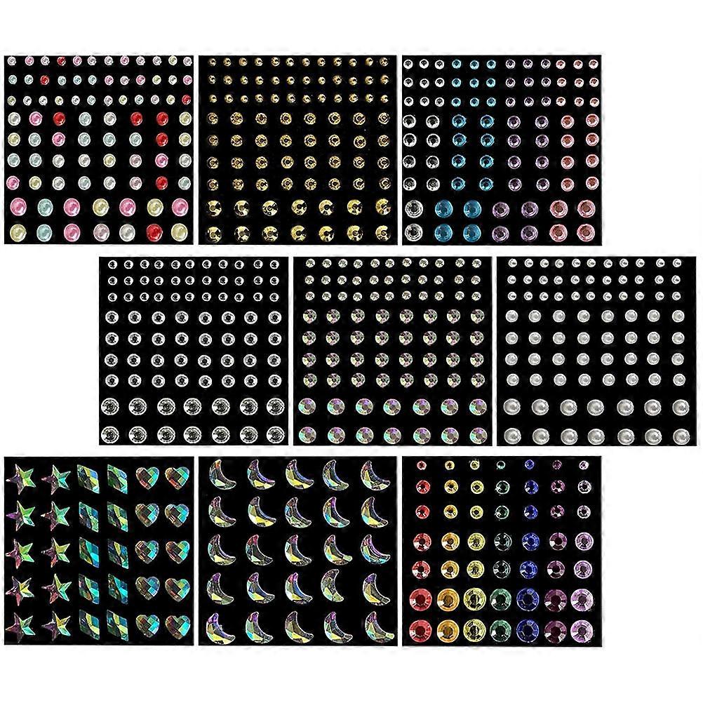 Various Shapes Eye Face Jewels For Special Occasions Glamorous Design 6X6Cm Assorted Color 9 Sheets