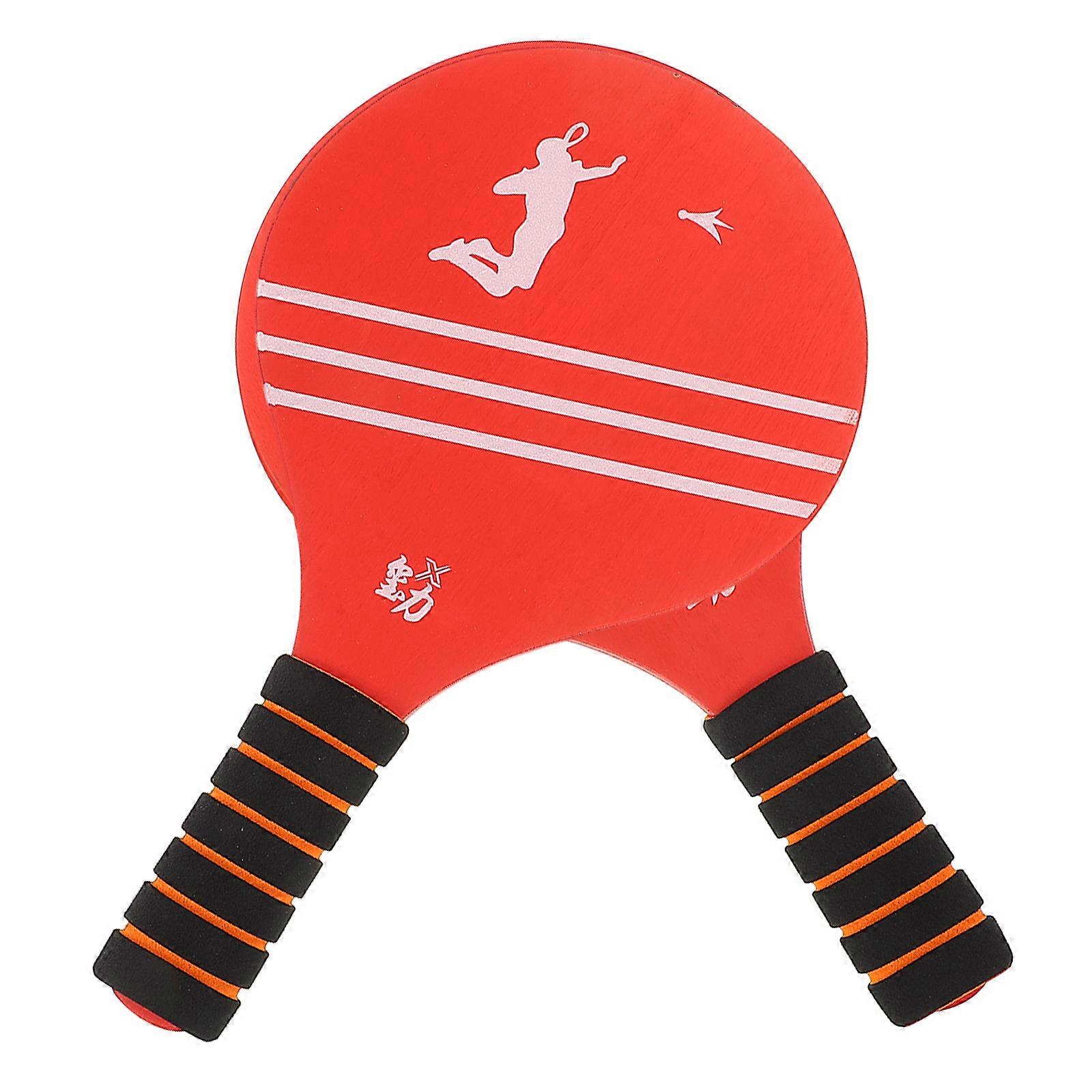 Badminton Paddle 2Pcs Recreational Rackets For Indoor Play And Outdoor Fun Short Handle Paddles Made Of Durable Wood Material