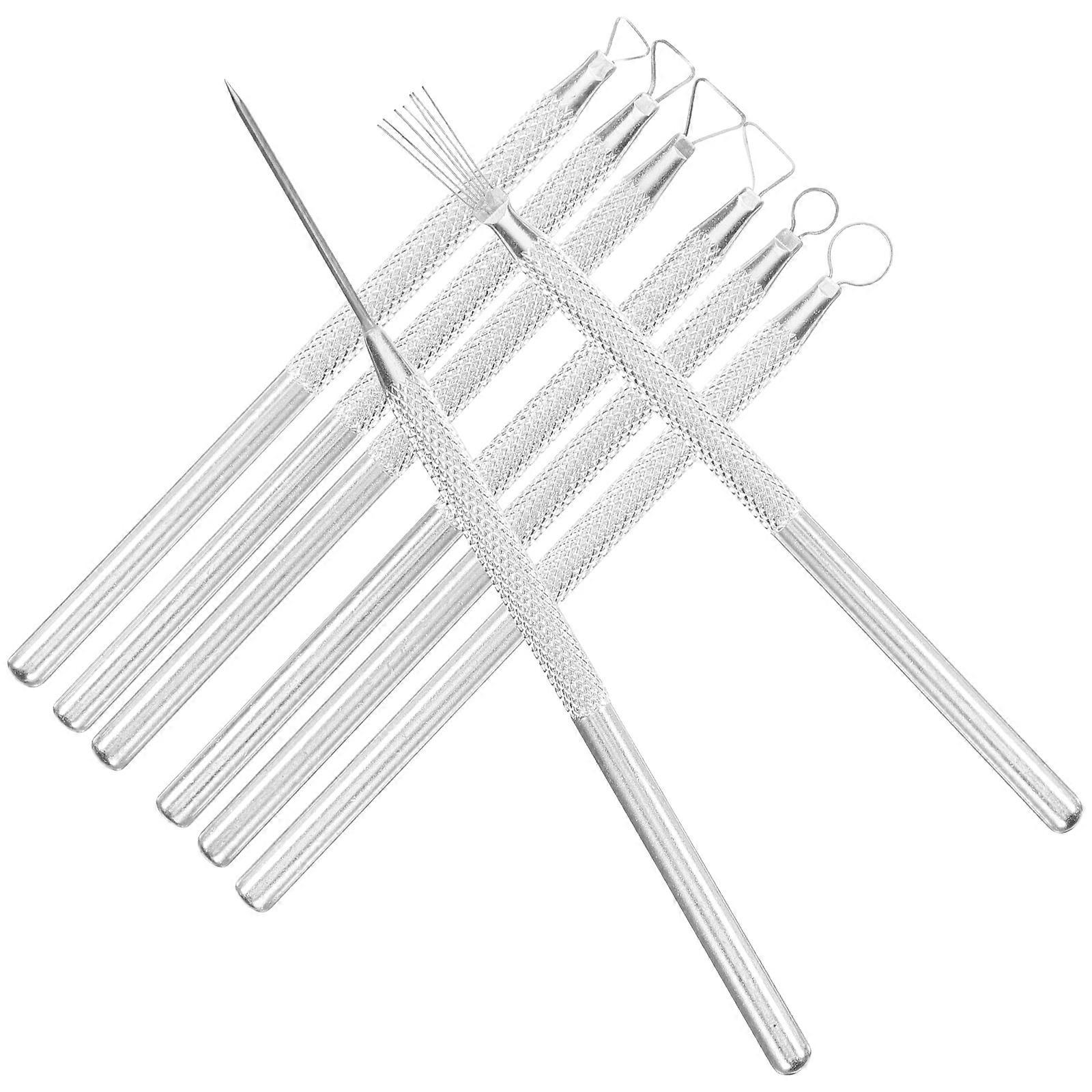 Pottery Needle Tools For Artists 8Pcs Set Silver Clay Details For DIY Projects