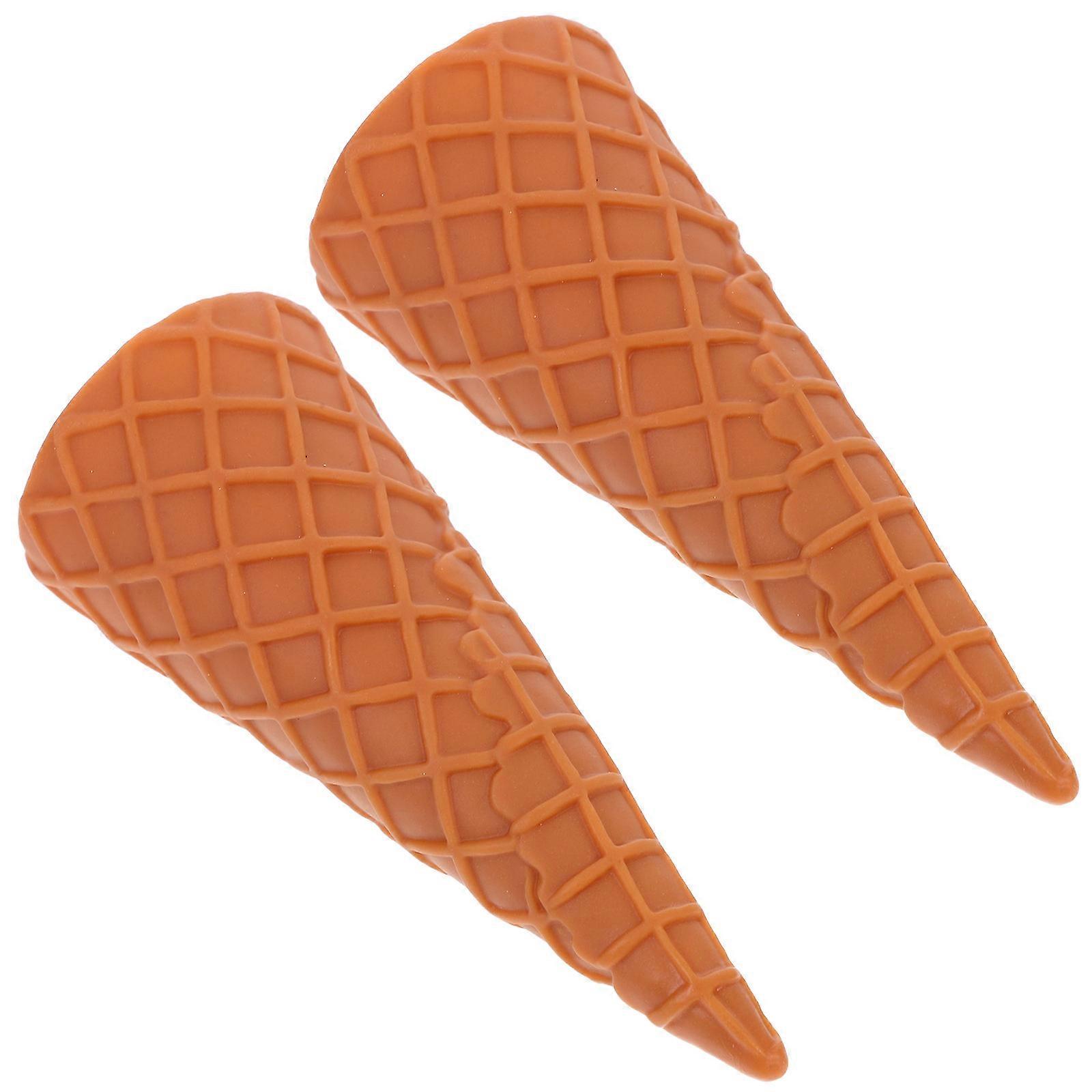 2pcs Simulated Ice Cream Cone Props Realistic Dessert Display Models for Pretend Play, Party Decor & Creative Roleplaying , Non Breakable Design