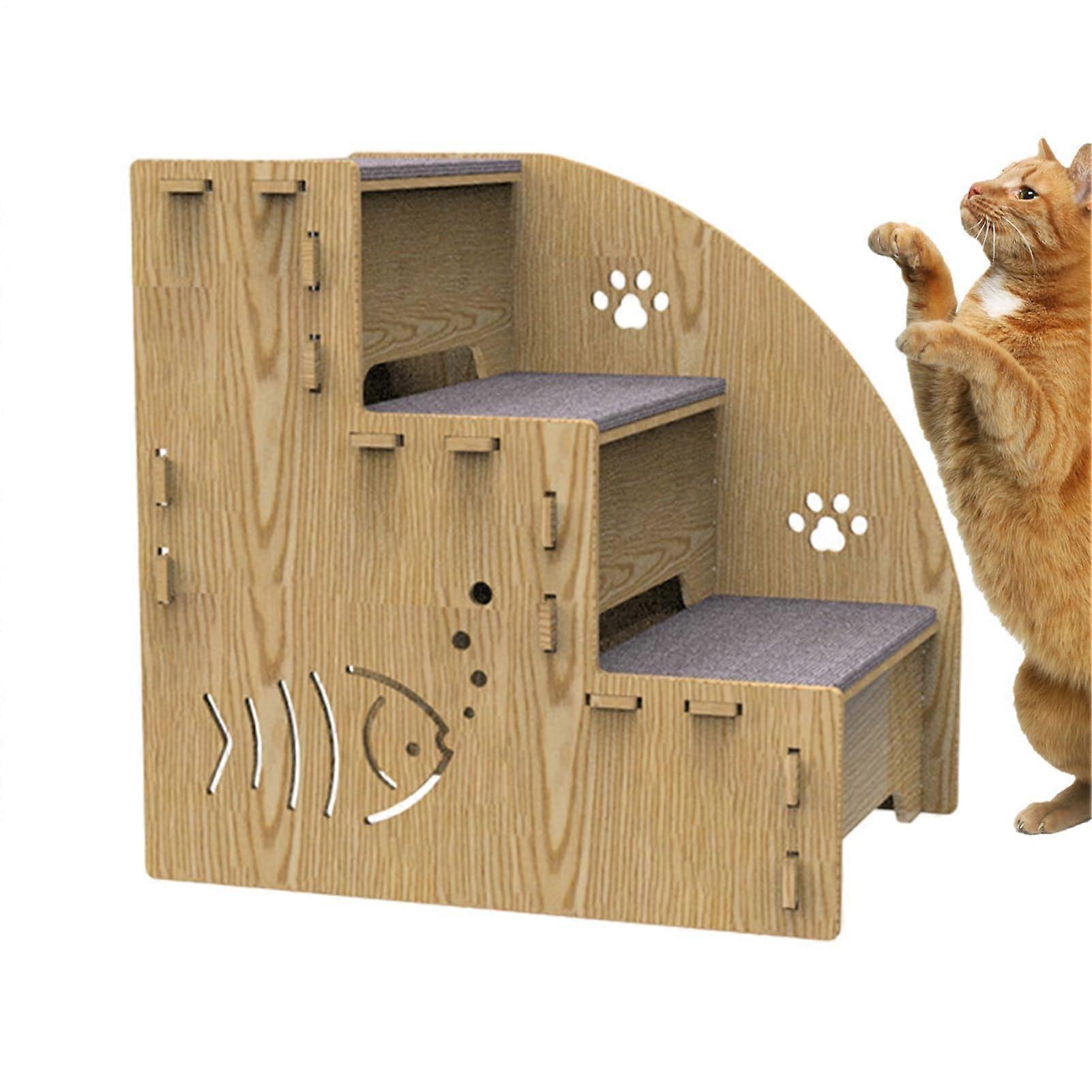 Dog Staircase Wooden Pet Ladder for Bed Access, Non-Slip Surface, Stable Cat and Dog Steps for Sofa or Bed
