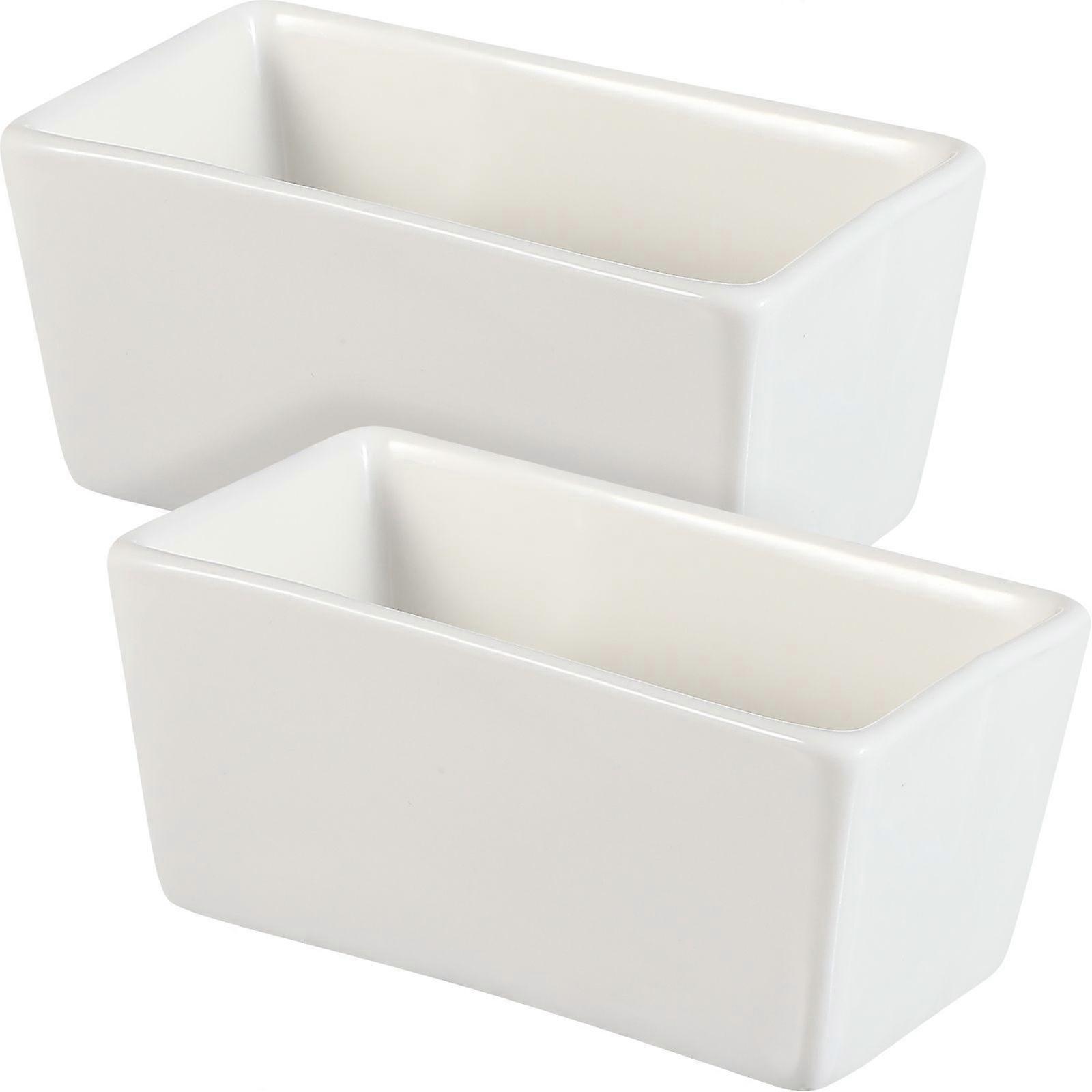 2 Pcs Ceramic Sugar Bowls Flat Bottom Rectangular Sugar Jars Containers for Cafe Home Kitchen
