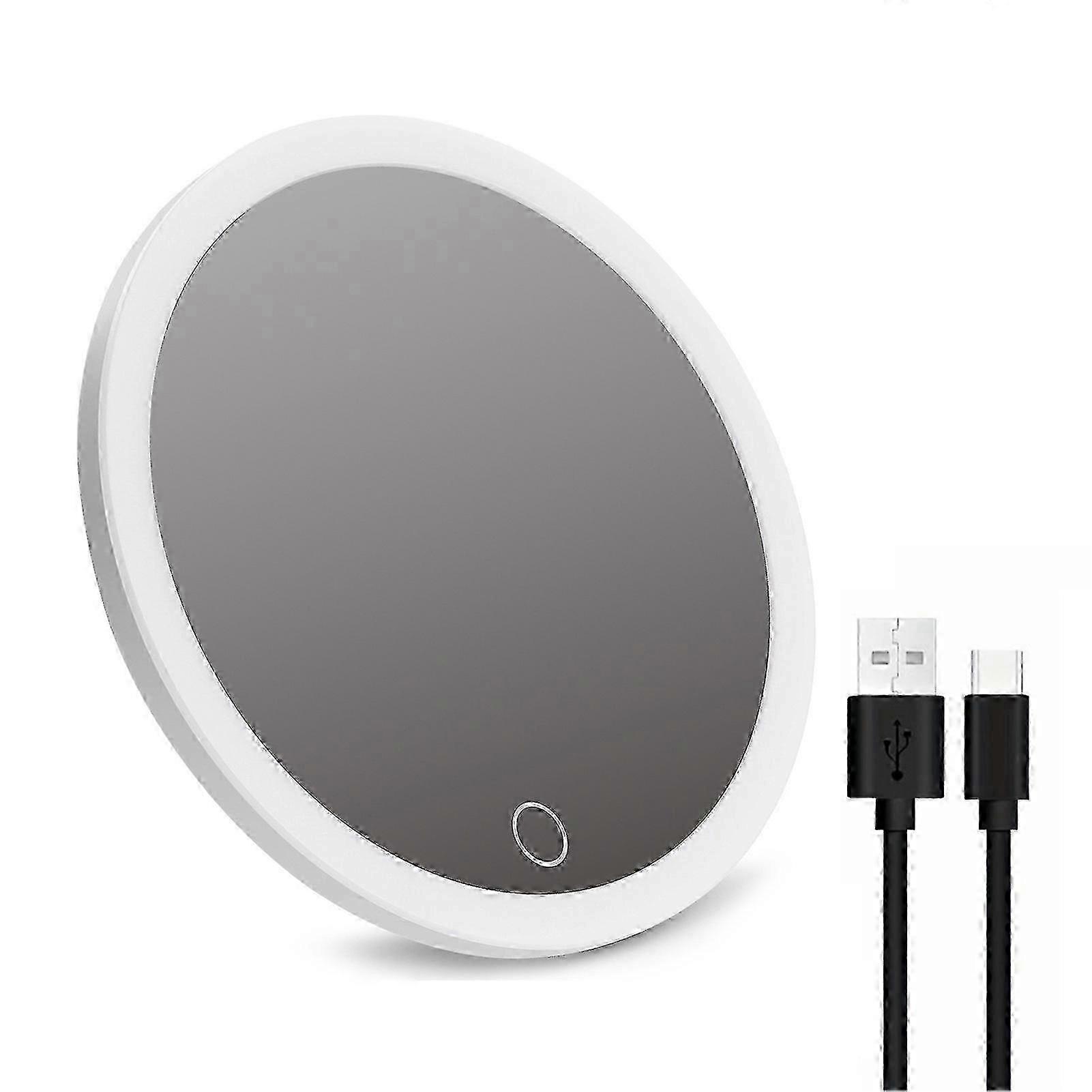 10X-30X Magnifying Mirror with 3-Color LED Suction Cup Dimmable USB Rechargeable Portable Travel Makeup amplify
