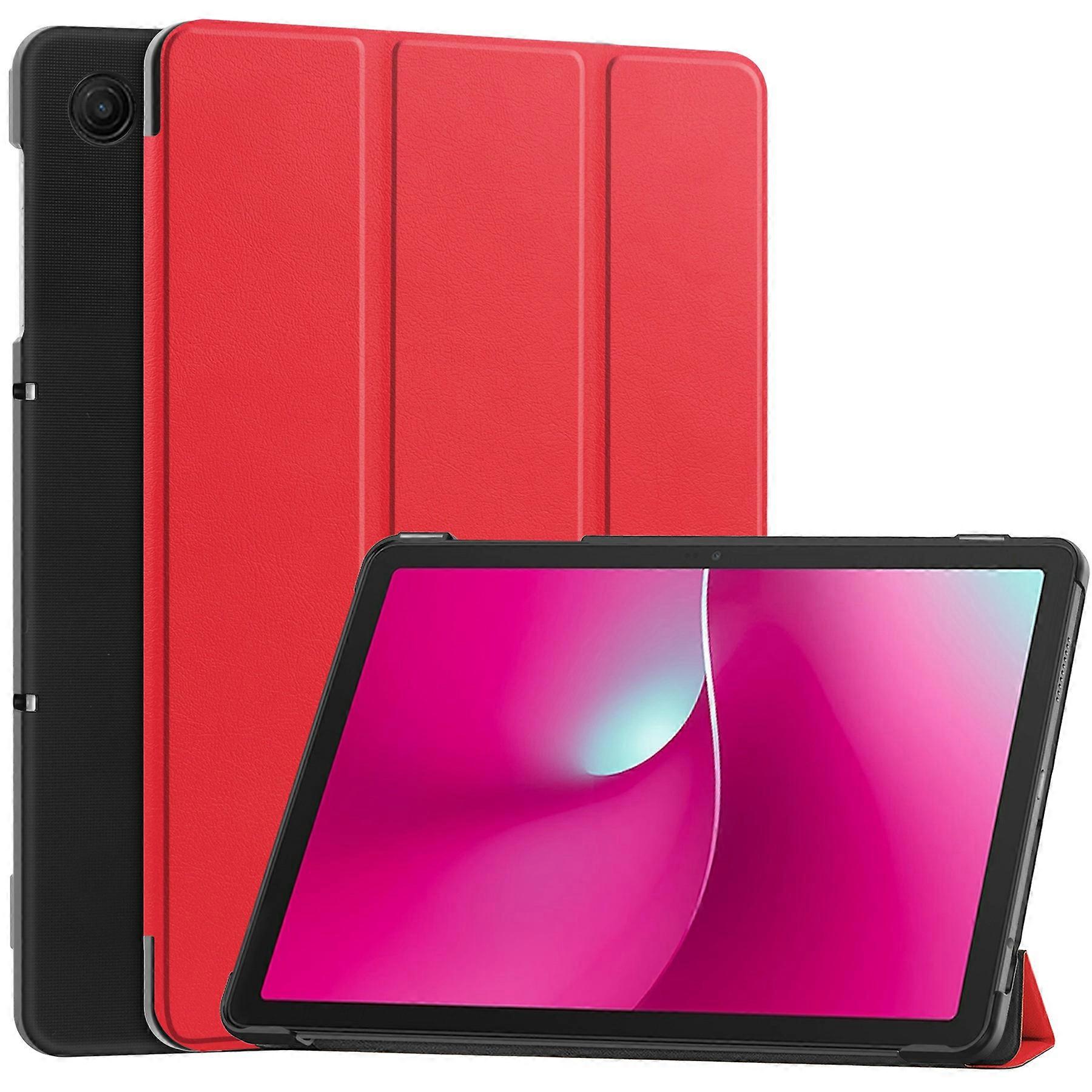 TKdaddy Für T-Mobile REVVL Tab 2 (2025) Hülle Anti-Drop Leder Ständer Tablet Abdeckung Rot