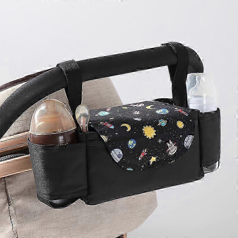 Universal Stroller Organizer Caddy Featuring Cup Holders, Large Main Pocket Compatible with Uppababy, Baby Jogger, Britax, Bugaboo, BOB Pet Stroller -