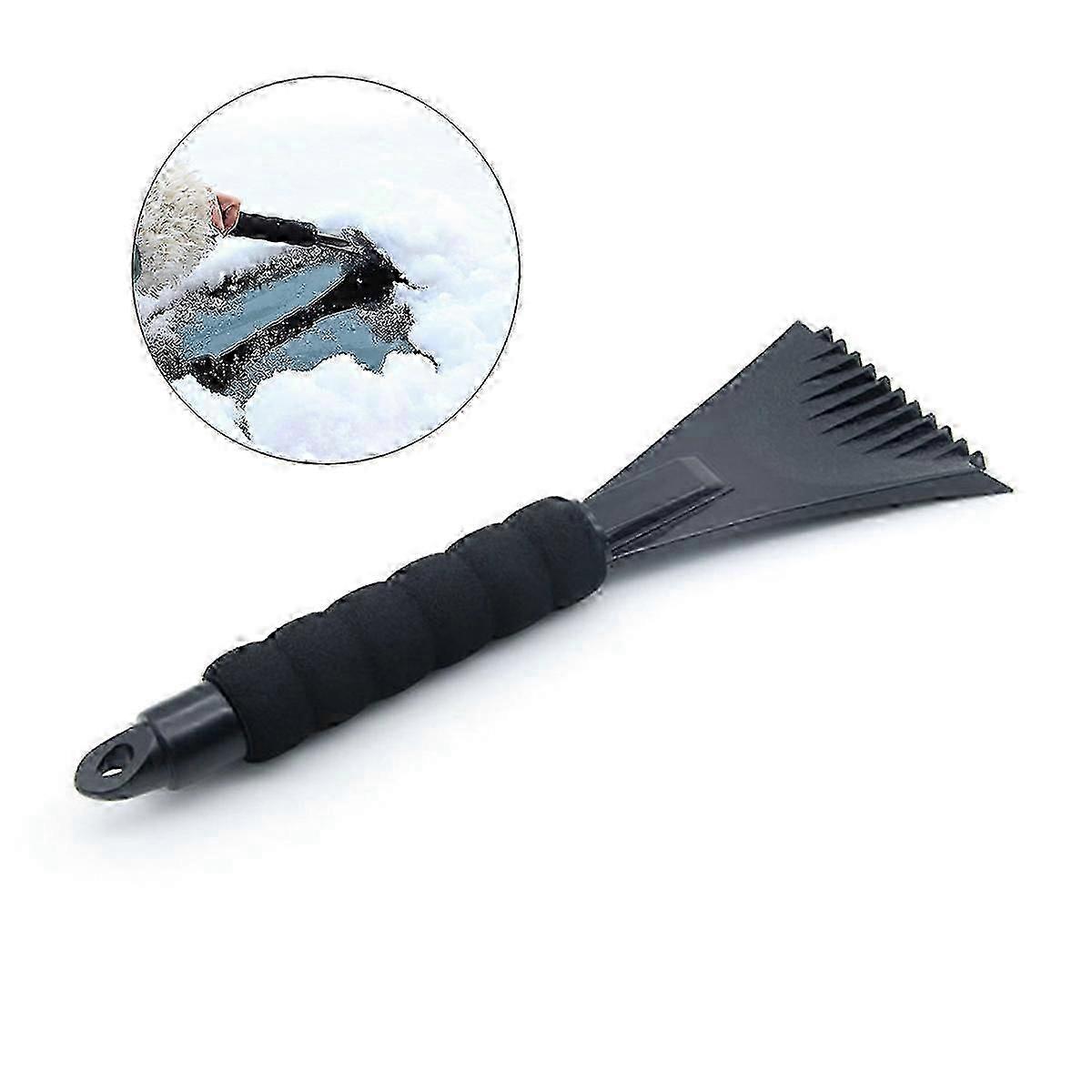 Heavy-duty Car Snow Ice Scraper with Handle for Windshield and Windows (Black)