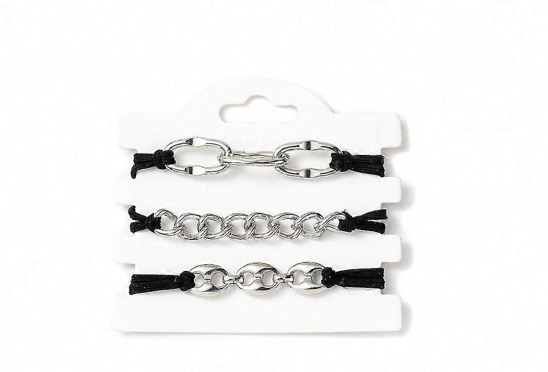 3 x DIY Black Round Hair Elastic Cords for Braiding & Styling