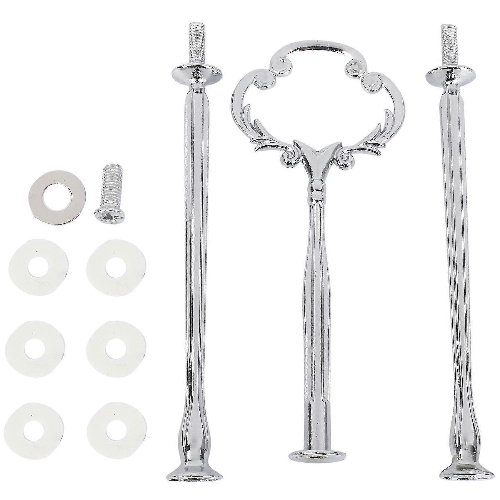 Premium 3-Tier Cake Plate Stand with Heavy Metal Center Handle and Fitting Hardware Rod