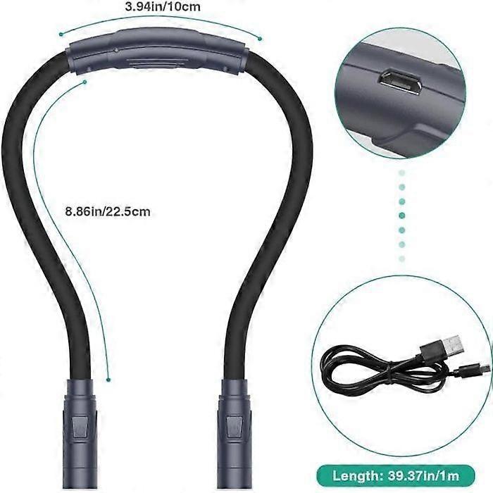 Reading Light - LED - Hands-Free - 4 Beads - Black - Adjustable Brightness