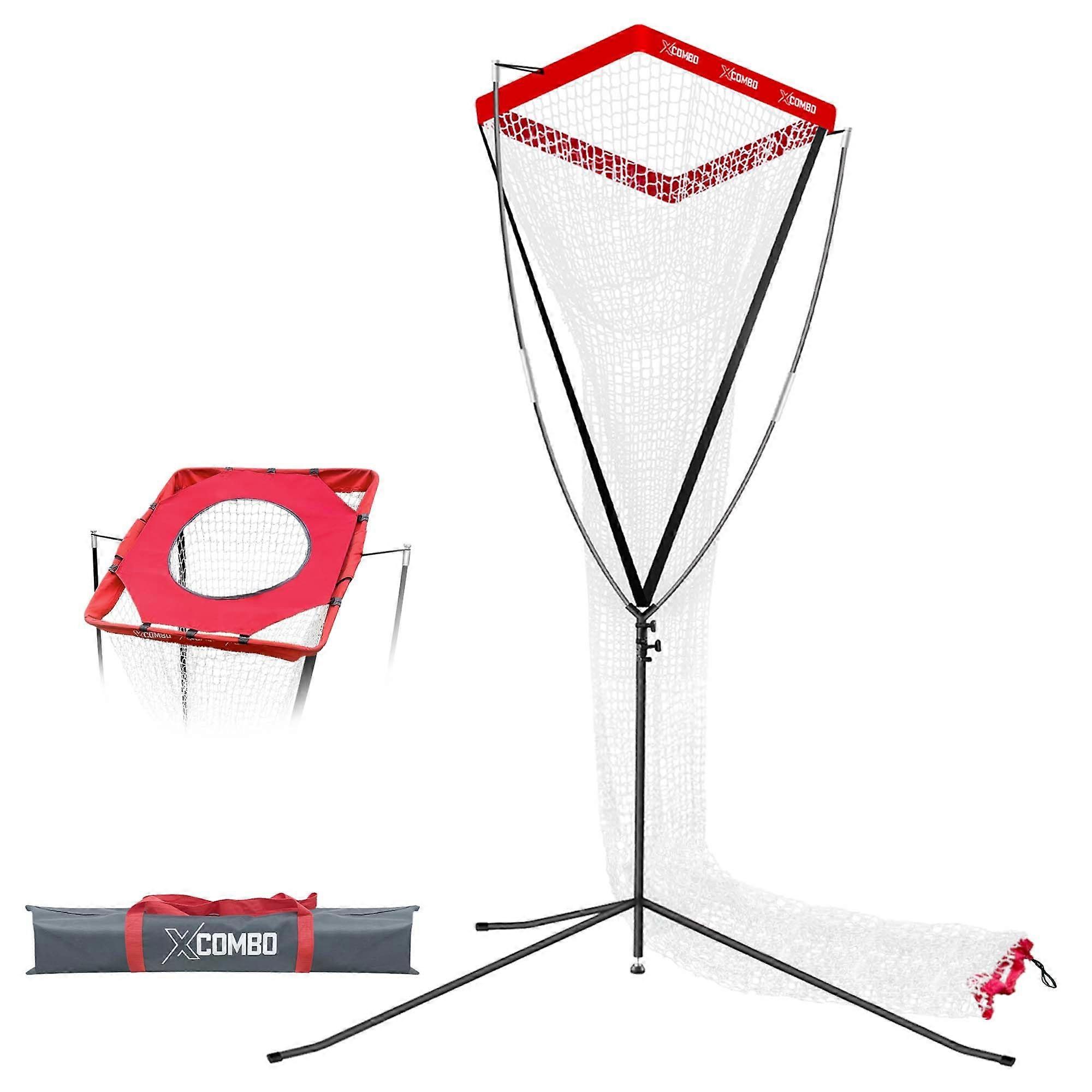 Volleyball Setter Trainer Net, Adjustable Height for Indoor and Outdoor Practice, for Serving, Spiking, and Setting Training Equipment (Red)