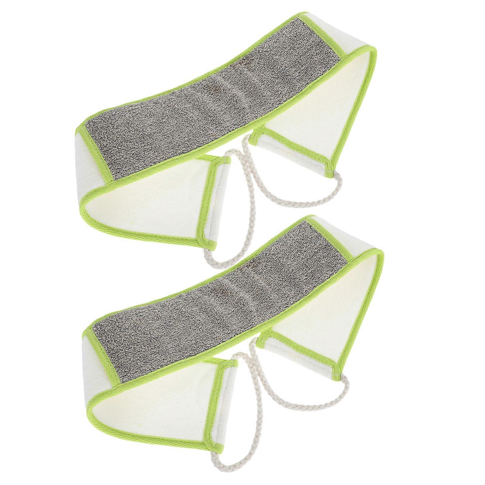 Back Shower Towel Double-Sided Rectangular Linen Assorted Color for Body Dirt Removal 2Pcs