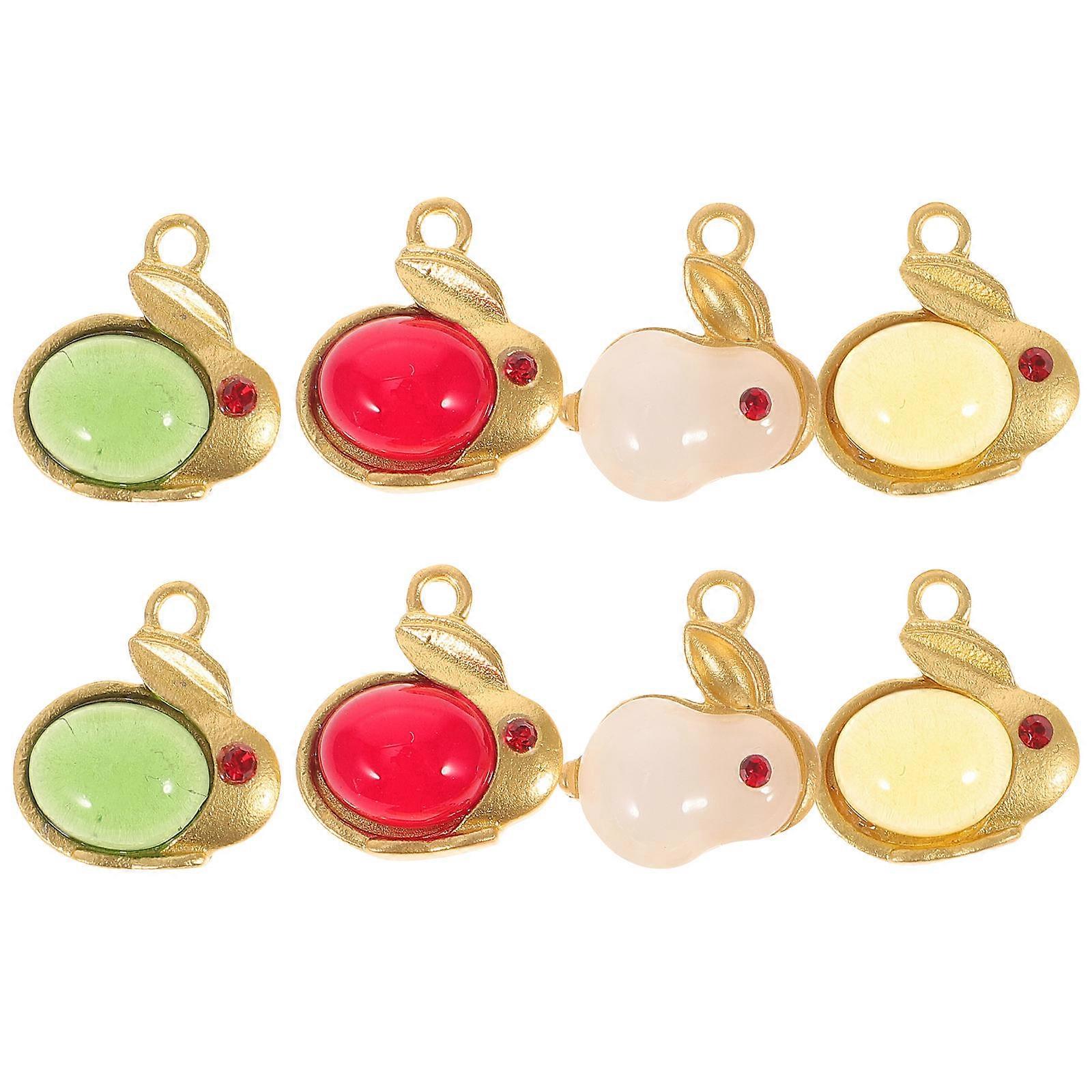 Bracelet Making Charms Rabbit Shape Accessory Alloy Assorted Color for 8Pcs