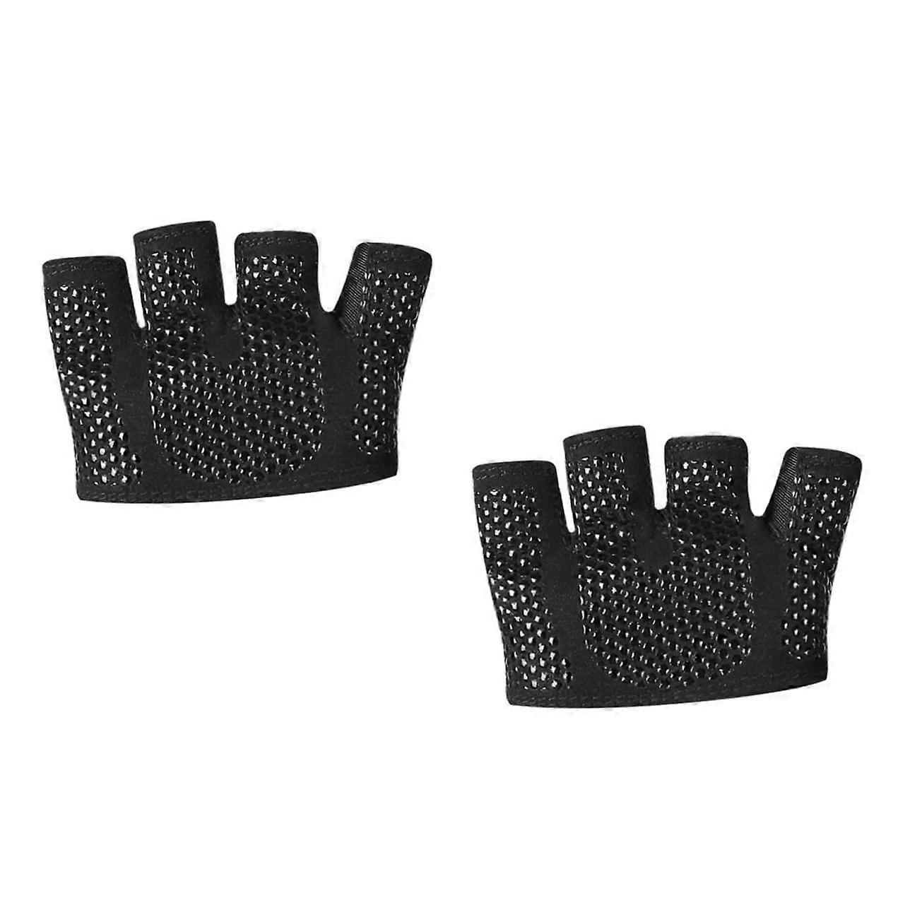 Breathable Half Finger Gym Gloves Non Slip Durable for Weightlifting Climbing Running Black