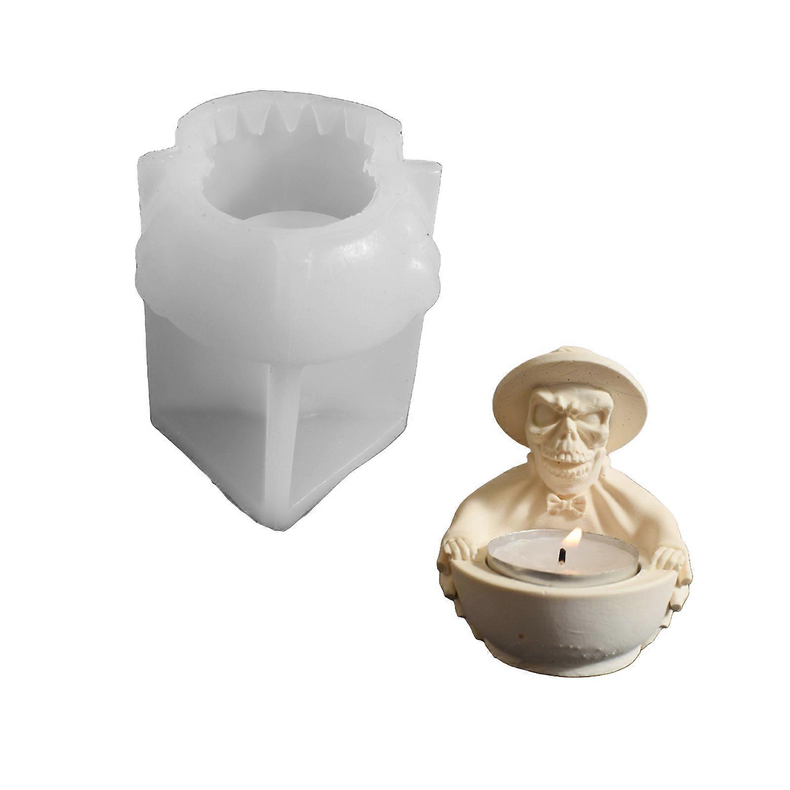Multifuntional Candlestick Making Silicone Molds for Creating Gentleman Skull Candle Holders Halloween Resin Projects Multicolor