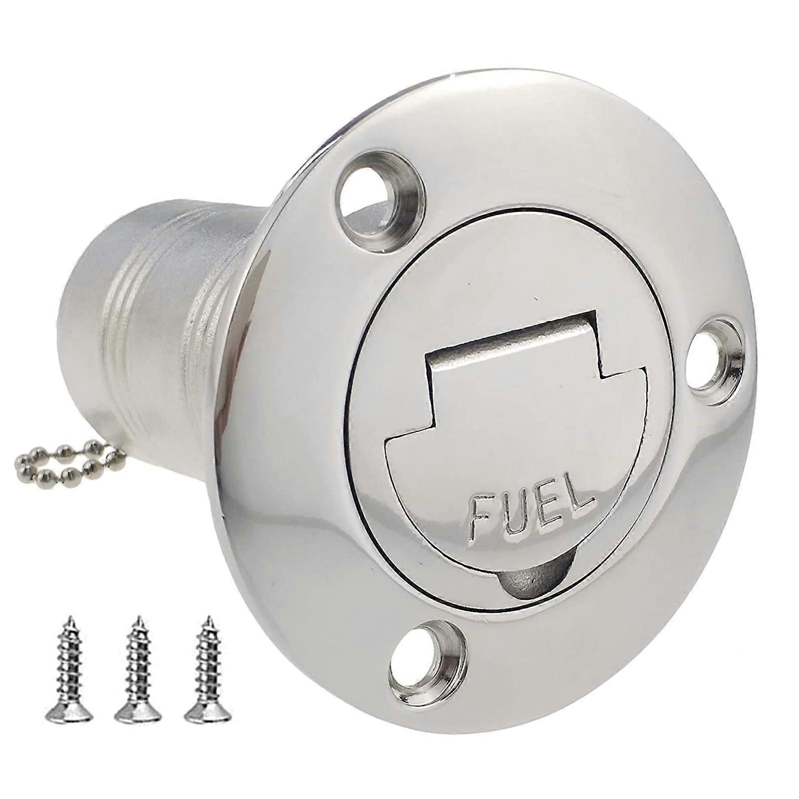 2-Inch Deck Fill/Filler With Keyless Cap, Gas/Fuel/Water/Waste/Diesel, Mirror-Polished 316 Stainless Steel Hardware