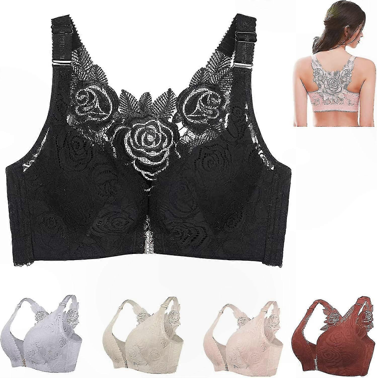 Wire-Free Comfort Rose Bra with Front Closure and Seamless Design for Everyday Support