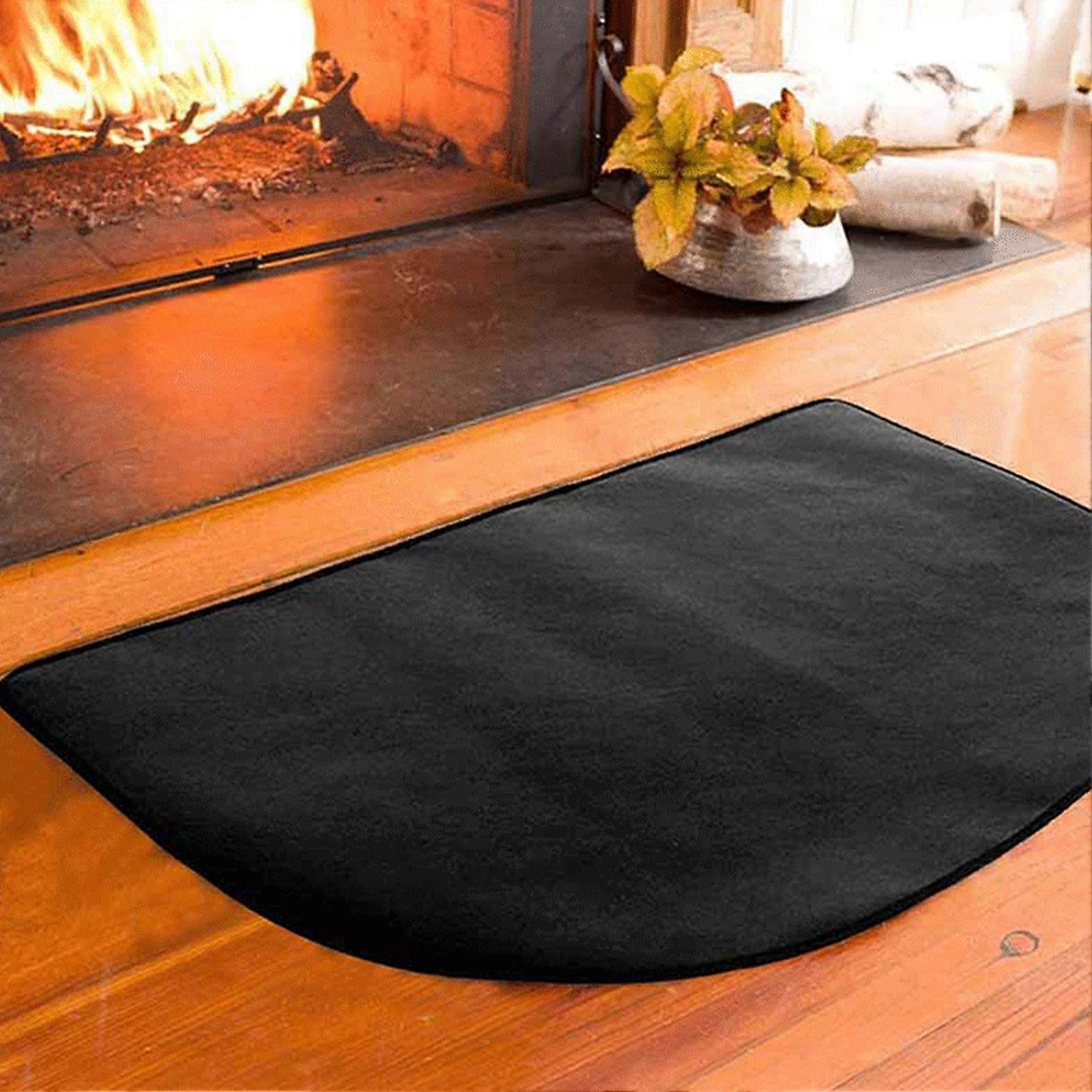 Fireproof Fireplace Mat 100cm Black Slip-Proof Stove Hearth Pad