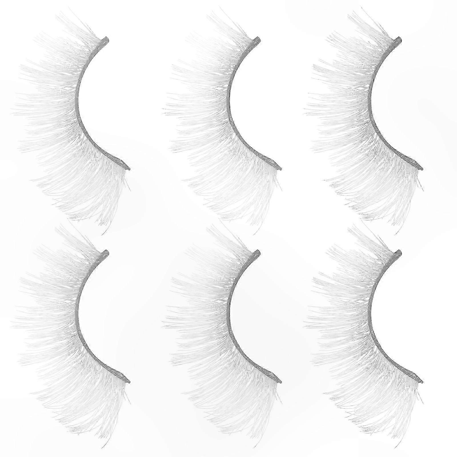 3 Pairs Handmade White Artificial Eyelashes for Makeup